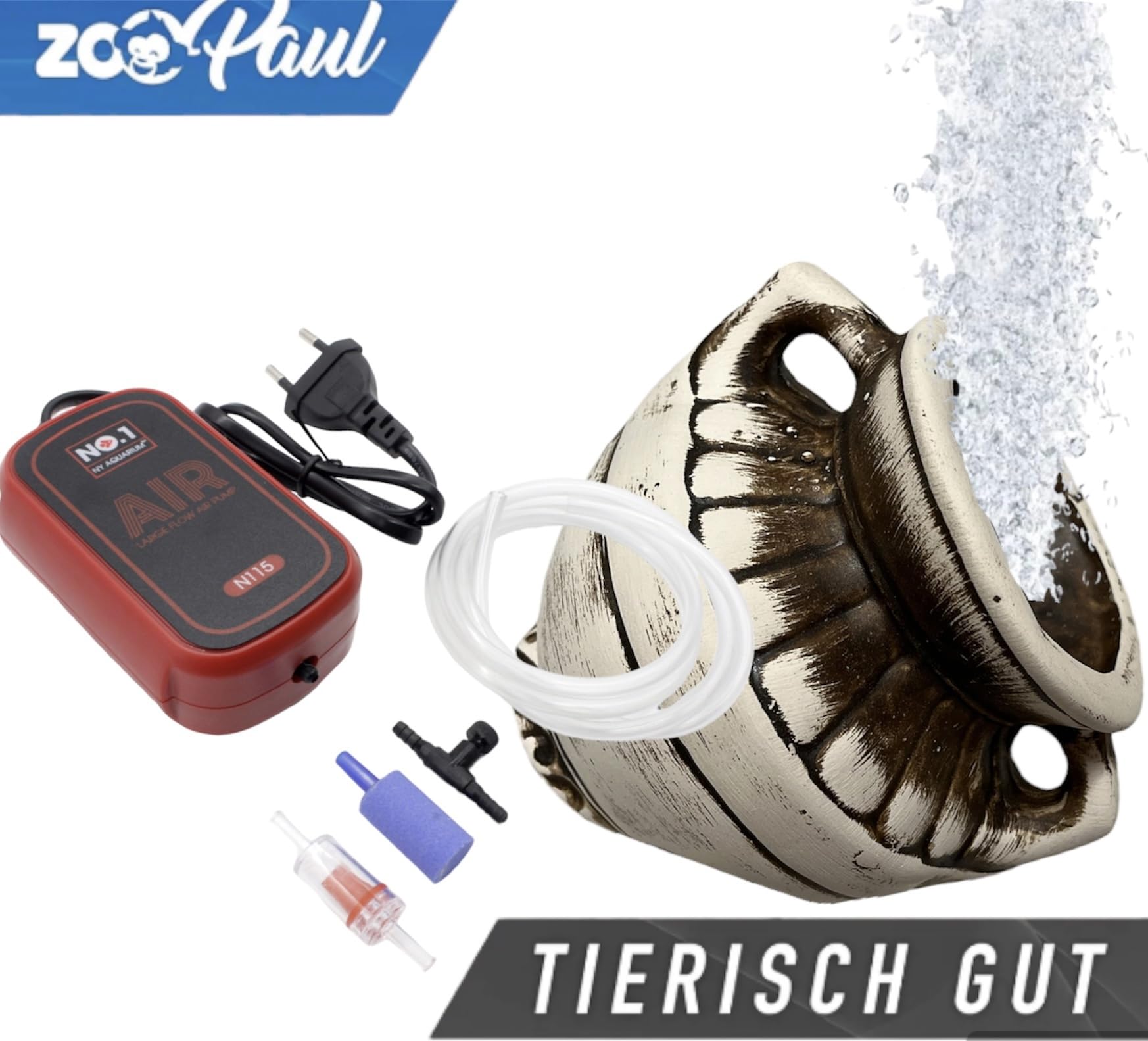 ZooPaul Sprudel Set Keramik Deko und Pumpe + Zubehör Aquarium römische Vase Gefäß Versteck