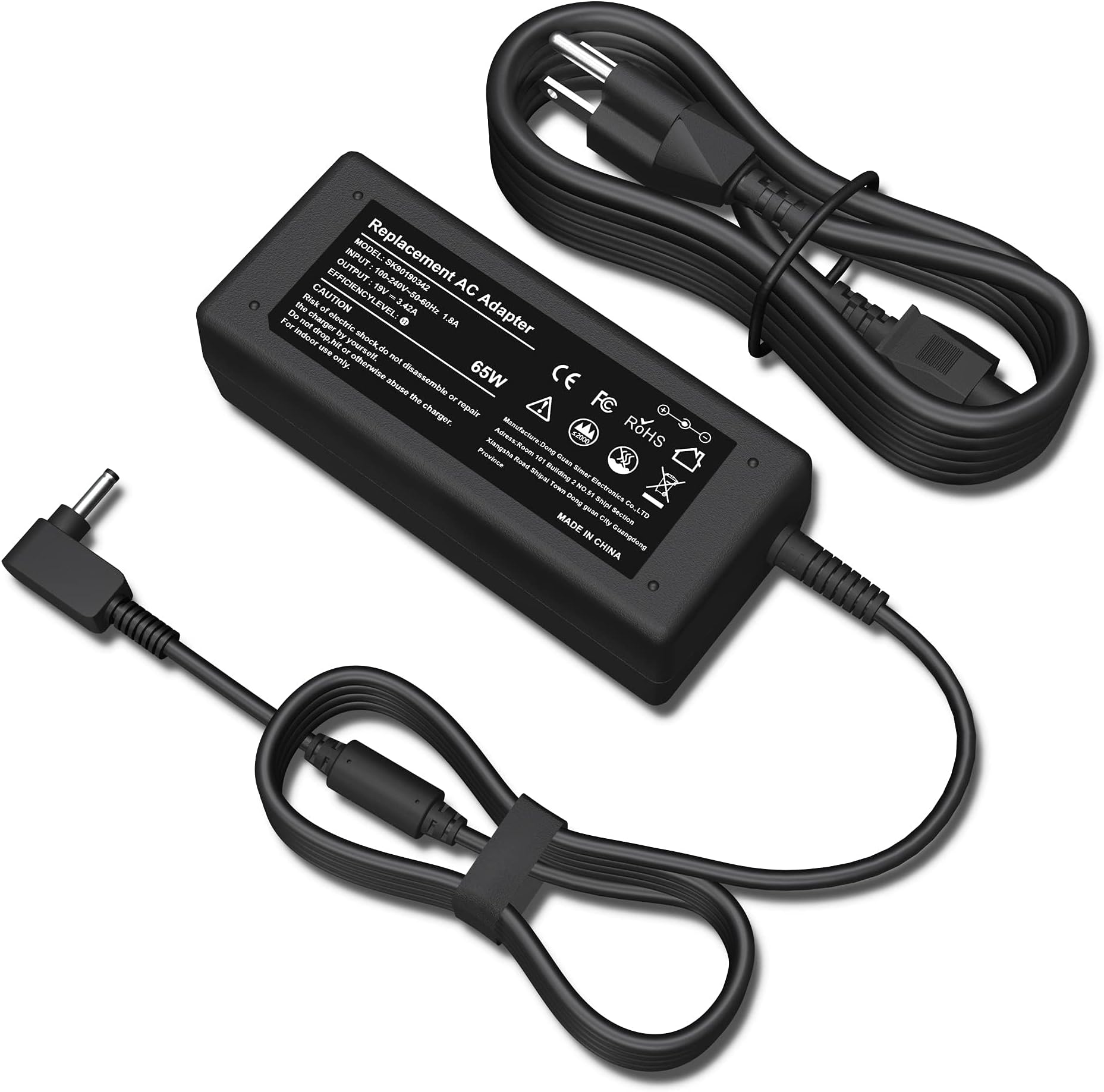 19V 3.42A 65W AC Adapter Laptop Charger Rreplacement for Acer Chromebook 11 13 14 15 R11 CB3 CB5 C740 C720 C720p C738T C731 CB3-532 CB3-131 CB3-531 CB5-311 CB5-571 CB5-132T PA-1650-80 Power Cord