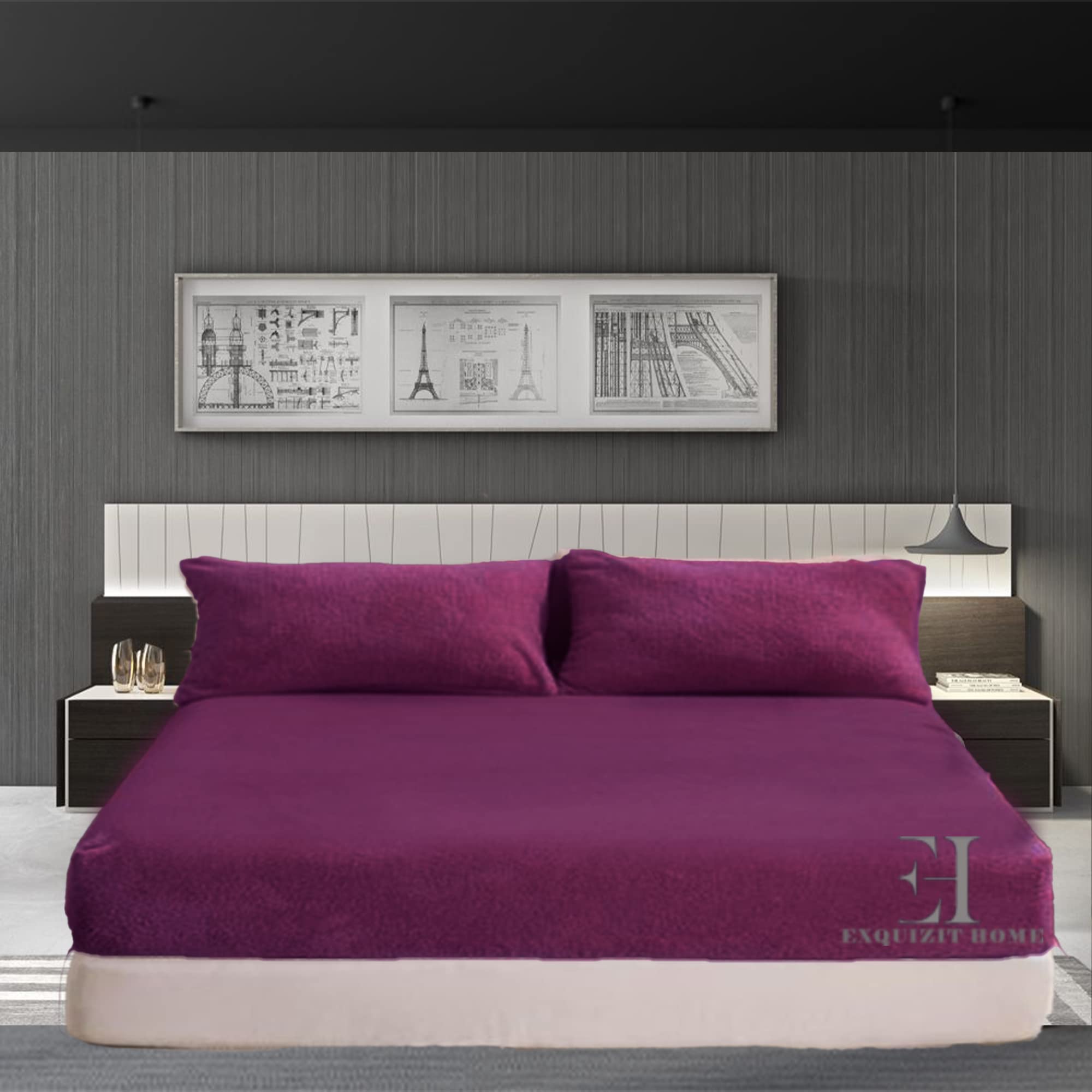 Fleece Teddy Pillow Case Cover Pair 50cm x 75cm Approximately Warm and Cosy Purple Pillow Case Pair Only