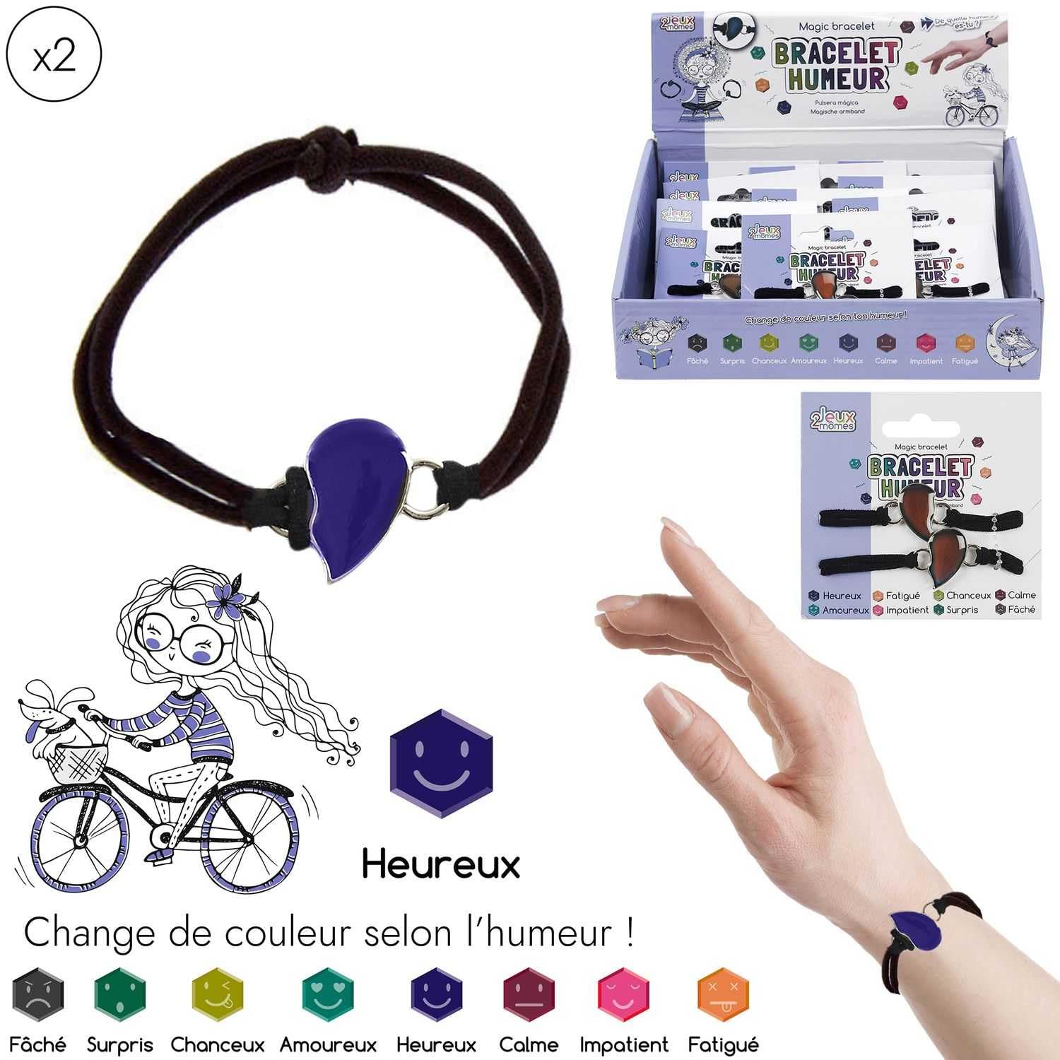 Jeux 2 MOMES, EA10075, Bracelet Humeur x2 : Change de Couleur Selon Votre Humeur, Fun et Magique, Idéal pour Enfants, Dimensions Pratiques 6 x 6.5 x Jeux 2 MOMES, EA10075, Bracelet Humeur x2 : Change de Couleur Selon Votre Humeur, Fun et Magique, Idéal pour Enfants, Dimensions Pratiques 6 x 6.5 x