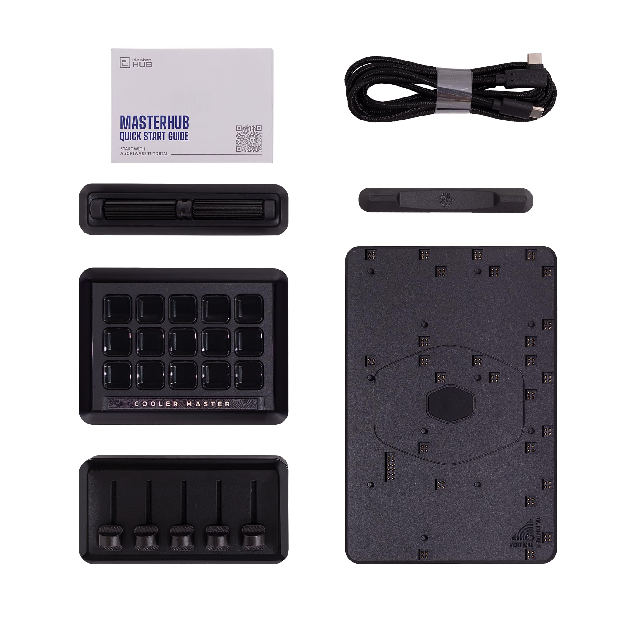 Cooler Master MasterHUB Creator Kit: Freeform 2.0 modulare Plattform – ermöglicht es Ihnen, mit Basis, 15 Tasten IPS-Display, 2 x Roller und 5 x Fader-Modulen anzupassen – Stärkung Ihres Workflows | Streaming & Content Creation, 15 IPS Display Keys, 5 Fad