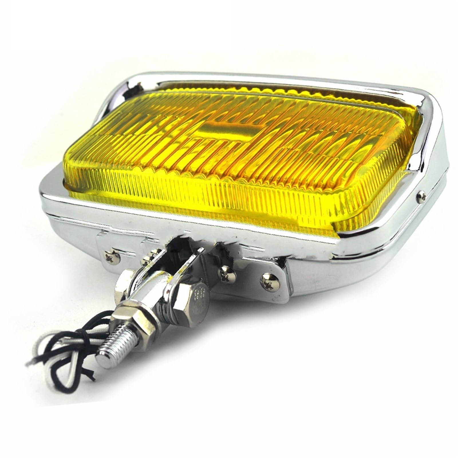 Fari supplementari moto Faro anteriore quadrato H3 per moto con faro universale adatto per Harley Chopper Dyna per Suzuki per Kawasaki(Chrome Amber Lens)