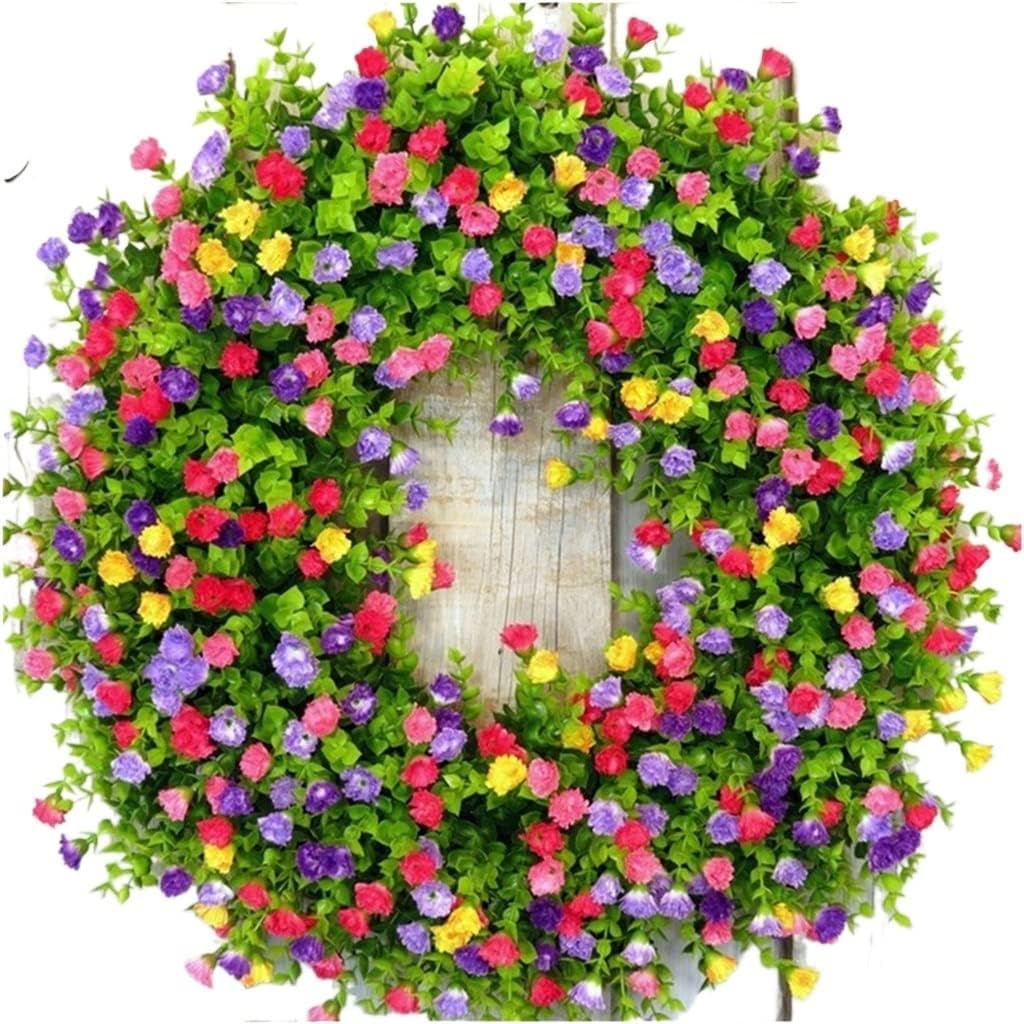 Farmhouse Colorful Cottage Wreath Wedding Flower Plants Garden Front Door Decor(36cm)