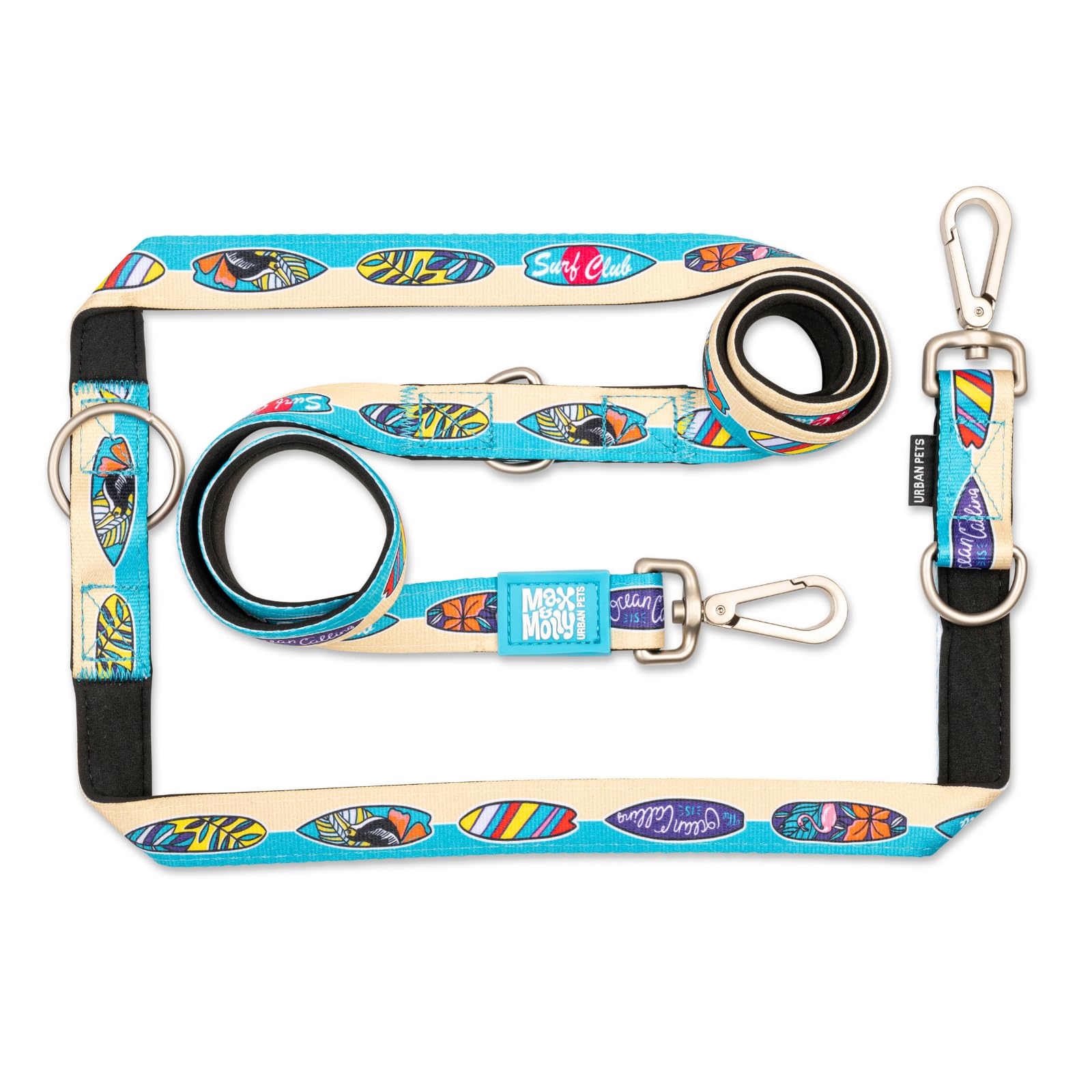 Max & Molly Multifunctional Dog Lead 2 m with 2 Carabiners, Aloha/M Shoulder Lead, Padded, Safe and Flexible