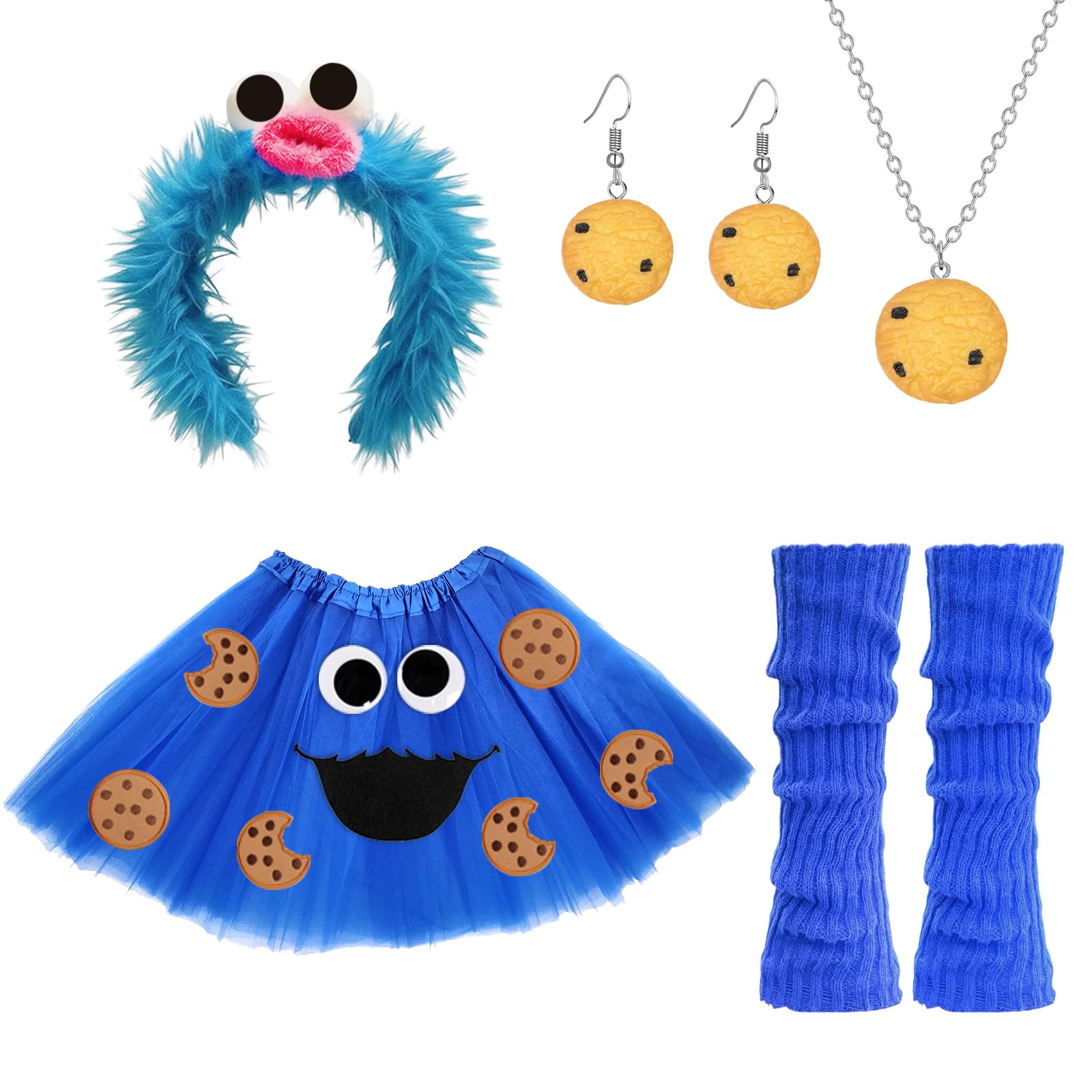 EDLMKM Blue Cookie Costume Women, Cute Cookie Costume, Monster Headband Women Girls Kids - Image 4