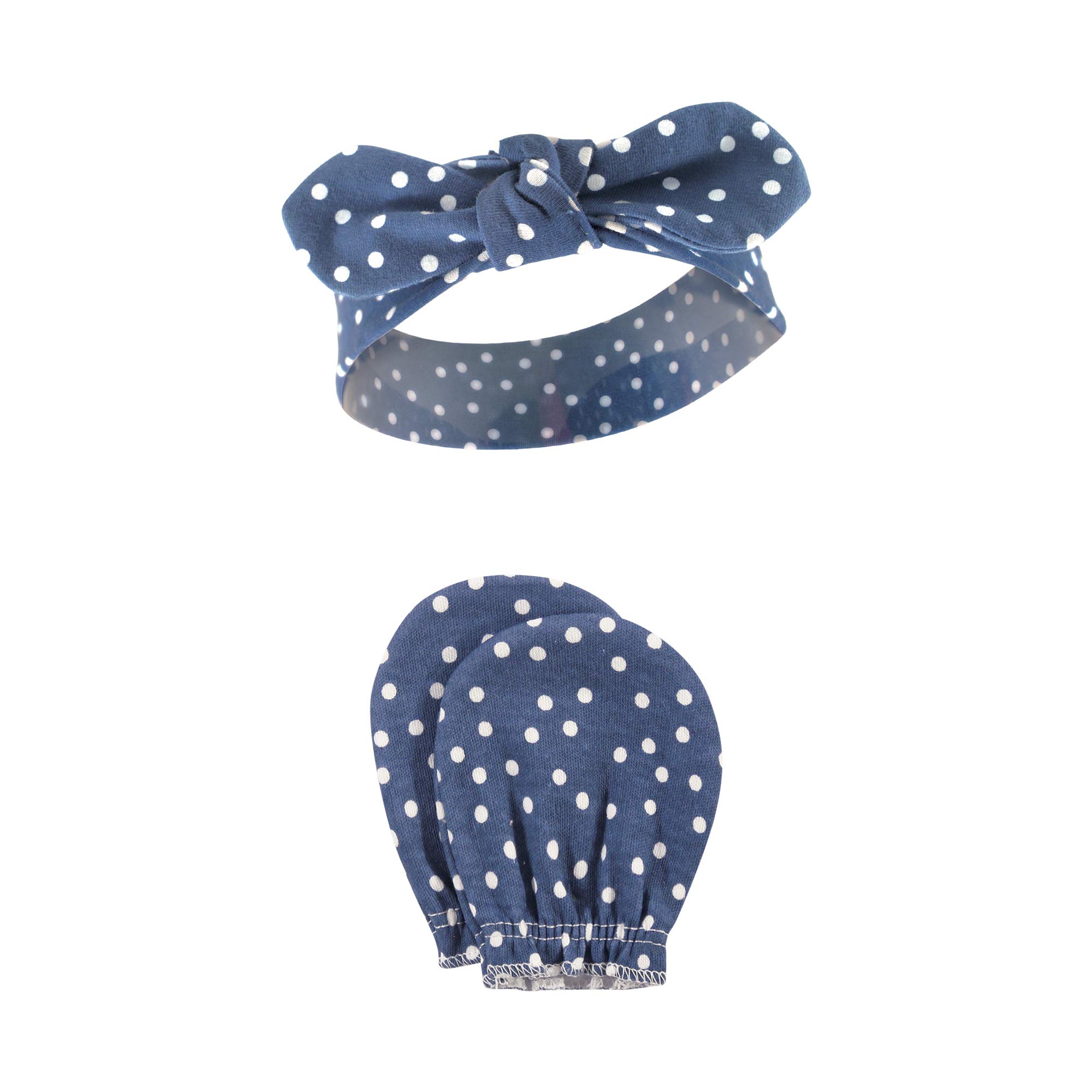 Hudson Baby Unisex Baby Cotton Headband and Scratch Mitten Set, Feathers, 0-6 Months