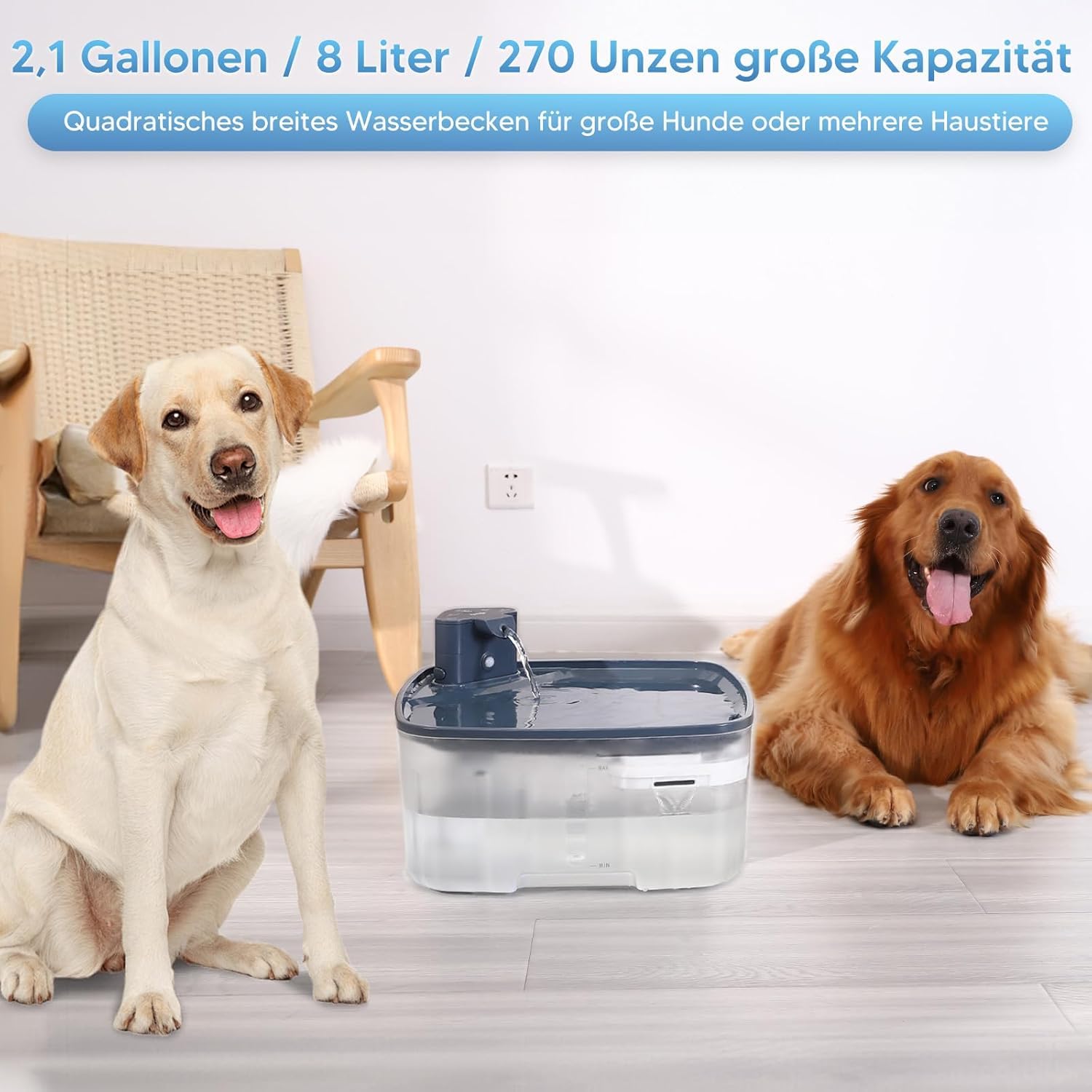Fuente De Agua Para Perros Y Gatos Kittyspout - 8L, Inalámbrica, Con Sensor De Movimiento Y Filtro