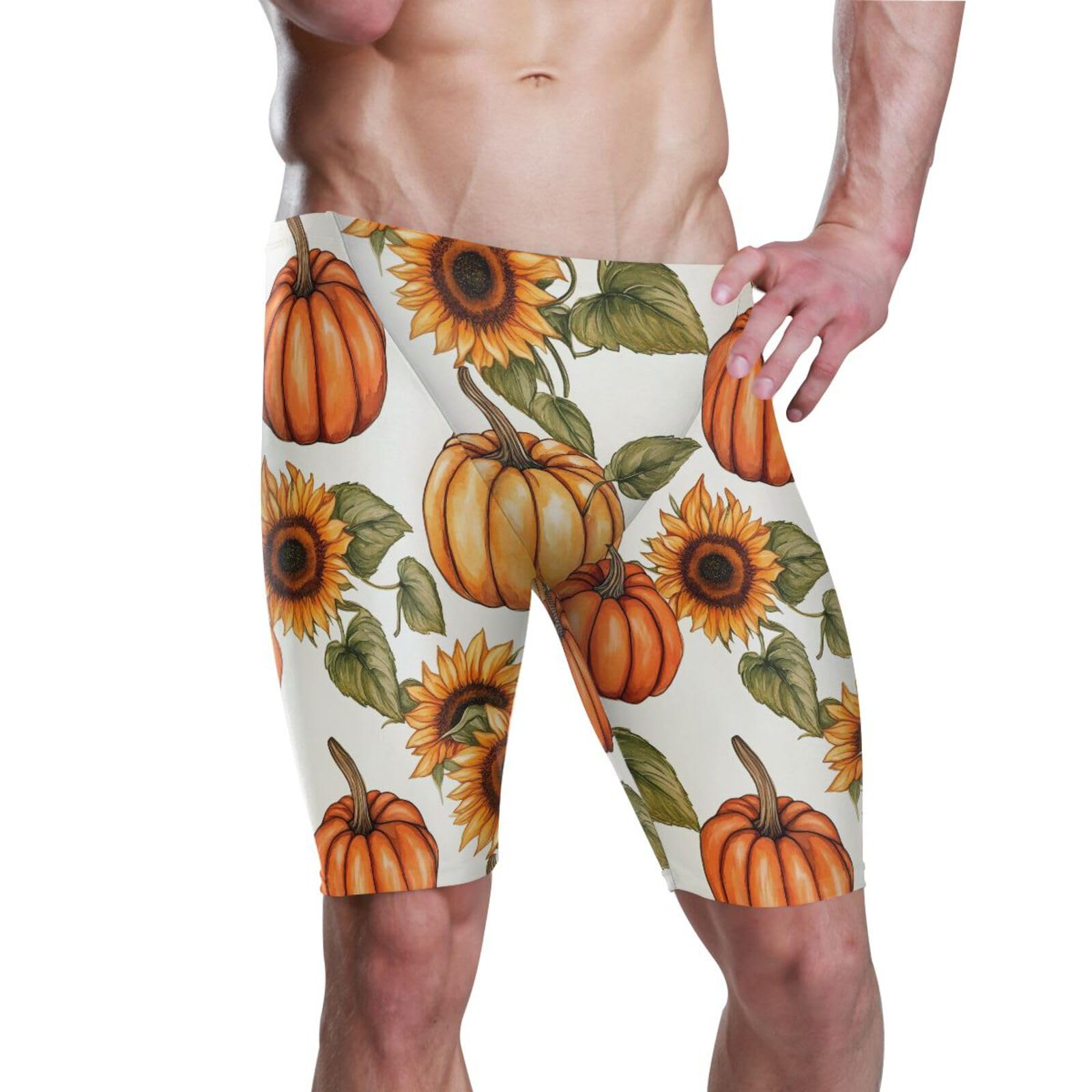UMIRIKO Thanksgiving Fall Pumpkin Autumn Swim Jammers for Men Swimsuits Athletic Swimwear 3XL 202b8284