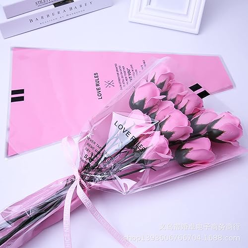 Miniatura 6 de TMXAOK 50 hojas de bolsas de ramo de flores de celofán transparente para ramo de floristería, suministros de arreglos florales, bolsas de envoltura