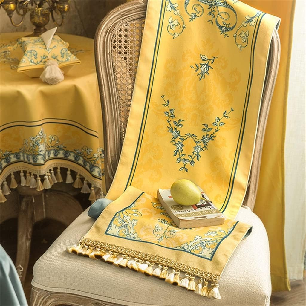 Centro Mesa Camino De Mesa Amarillo, Bandera Cama Americana, Comedor Estilo Europeo, Café, Mueble TV, Tela Decorativa Larga Decoración Camino(33*200cm)