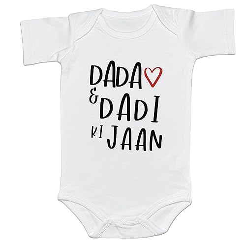 Funny Pregnancy Announcement Gift for Grandparents to be, My Nana and Papa Love Me Toddler Rompers for Infant Romper (0-6 Months, DADA Hear Print