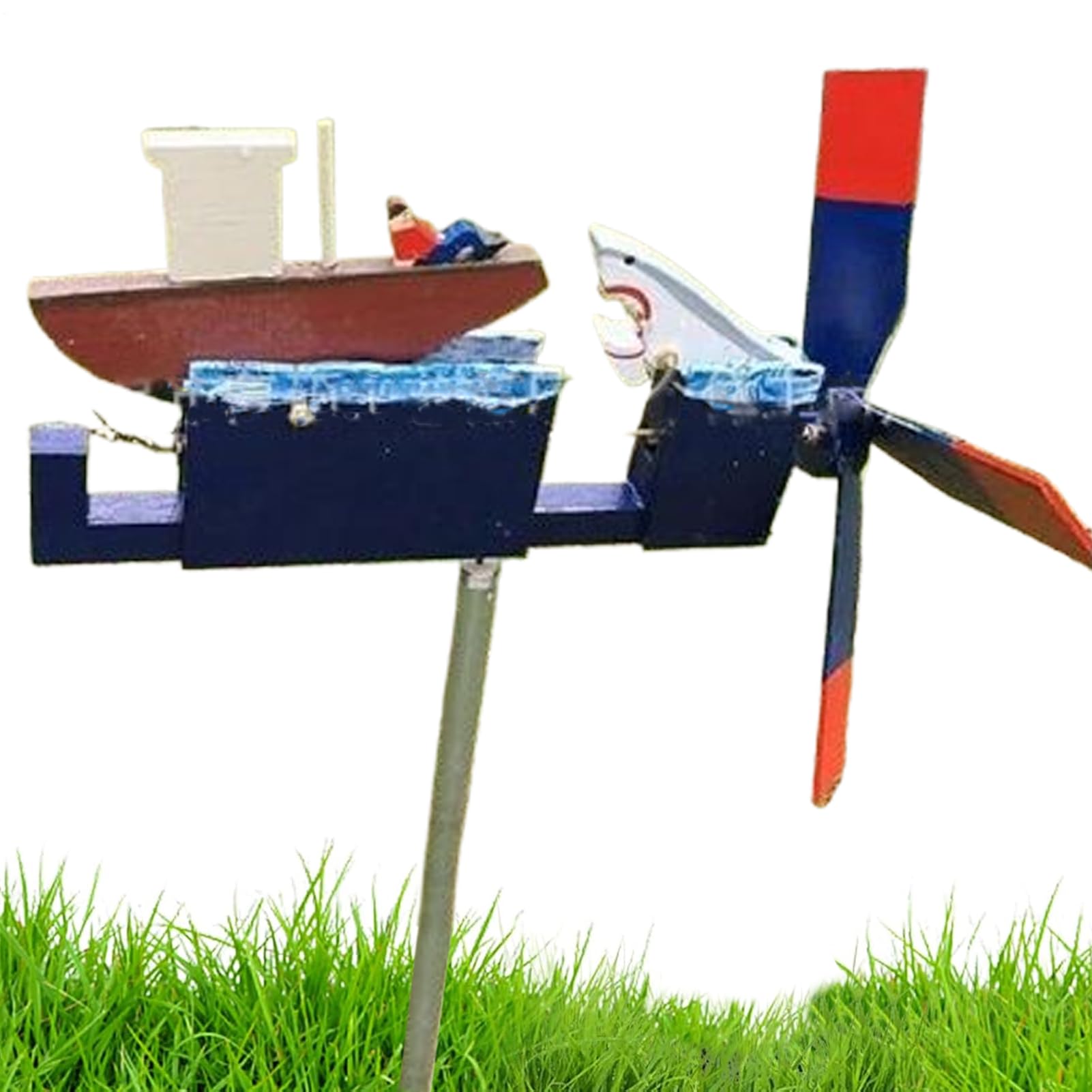 Wiatrak z bia?ego rekina, Ja-ws Disaster Whirligig, Yard Art Wind Spinner, ?wietny prezent, szeroki zakres zastosowa?, 150 g, podwórko, trawnik i do u?ytku zewn?trz
