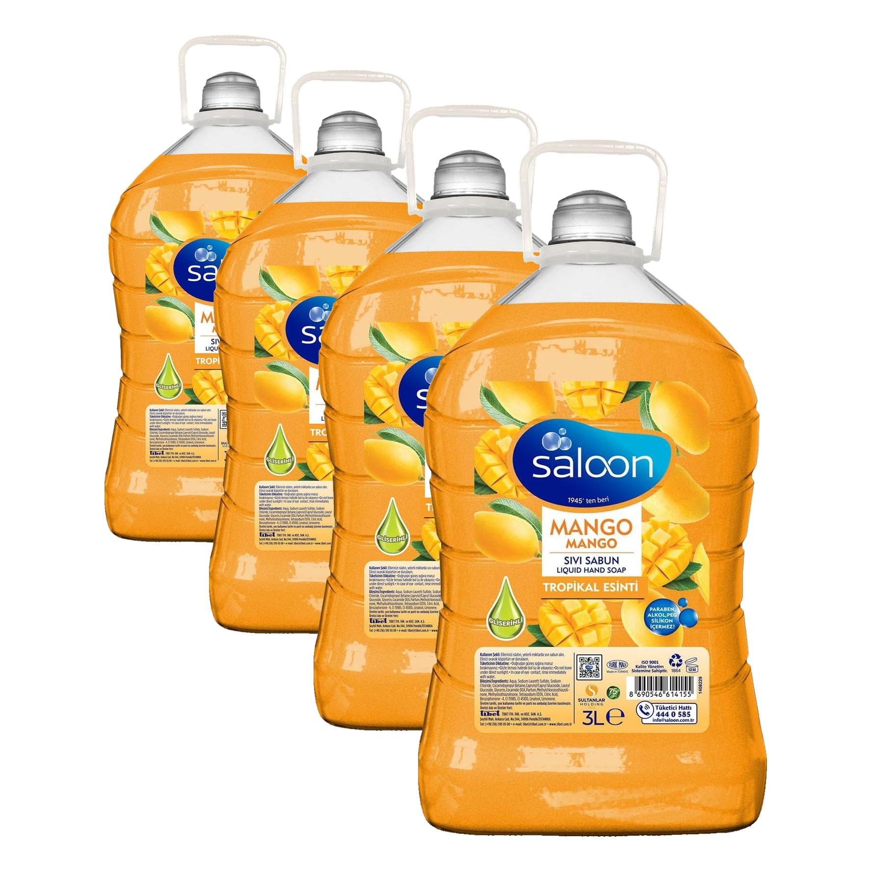 SALOON Sivi Sabun Taze Mango 3 L (4 paketi)