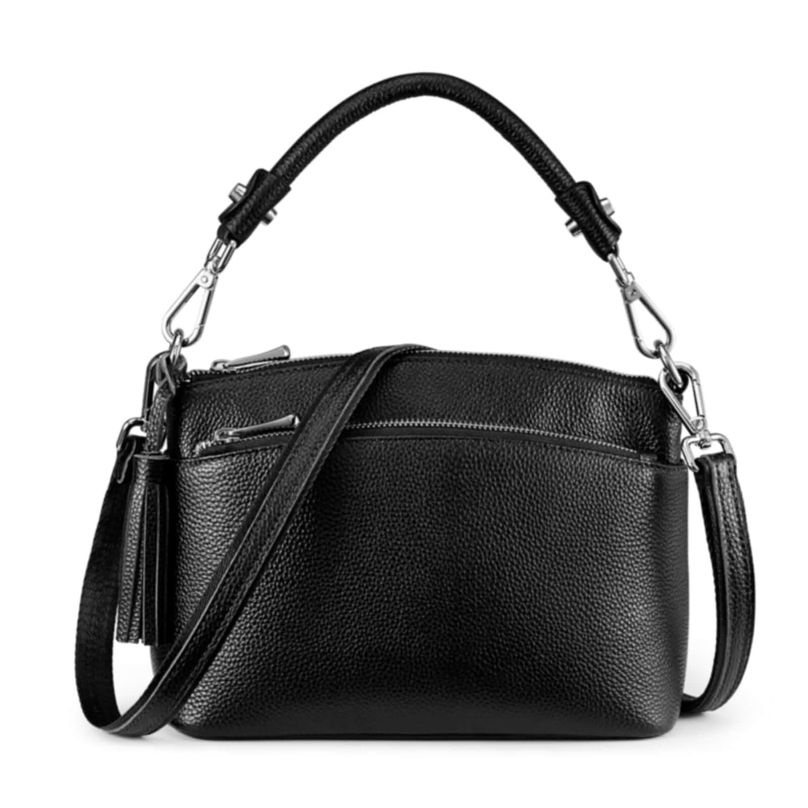 S-ZONE Genuine Leather Handbags for Women Shoulder Bag Crossbody Purse Top Grain Pebbled Cowhide Leather, Fits 7.9” Pad, 7 Pockets, 2 Detachable Straps, Multi Occasion Daily, Work, Travel
