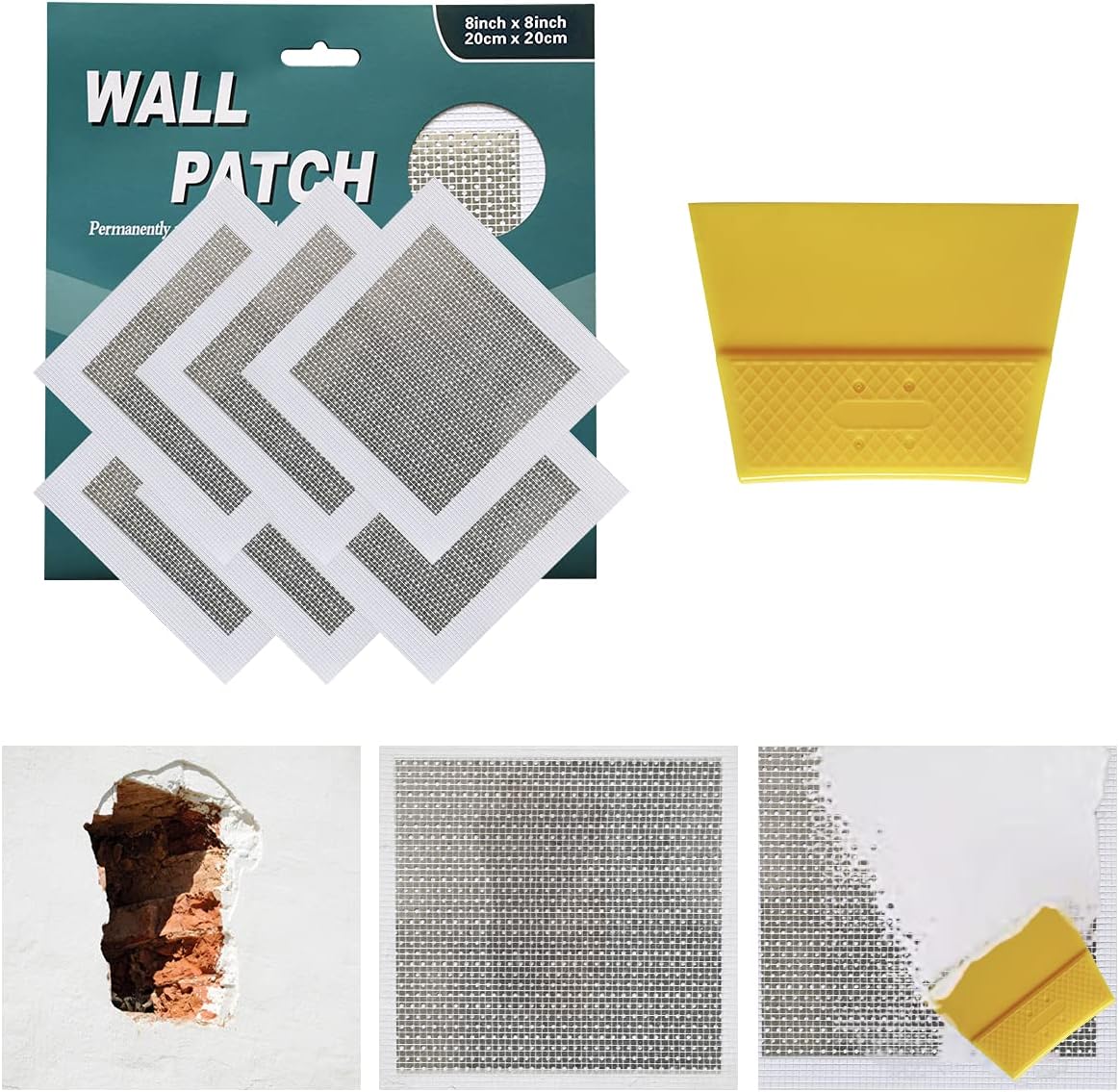 8 Inch 6Pack Drywall Patch Drywall Repair kit, Wall Repair Patch Kit, Patch Repair for Drywall Plasterboard