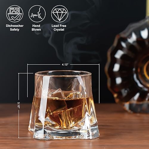 Miniatura 4 de Juego de 2 vasos de whisky de cristal pesado, vasos de 10 onzas, regalo para cócteles escoceses, ron, coñac, vodka, licor - Regalos únicos para