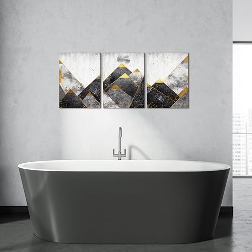 Miniatura 5 de Biuteawal Lienzo abstracto para pared, pintura de paisaje de montaña de oro negro, pintura para dormitorio, decoración de sol, arte de pared