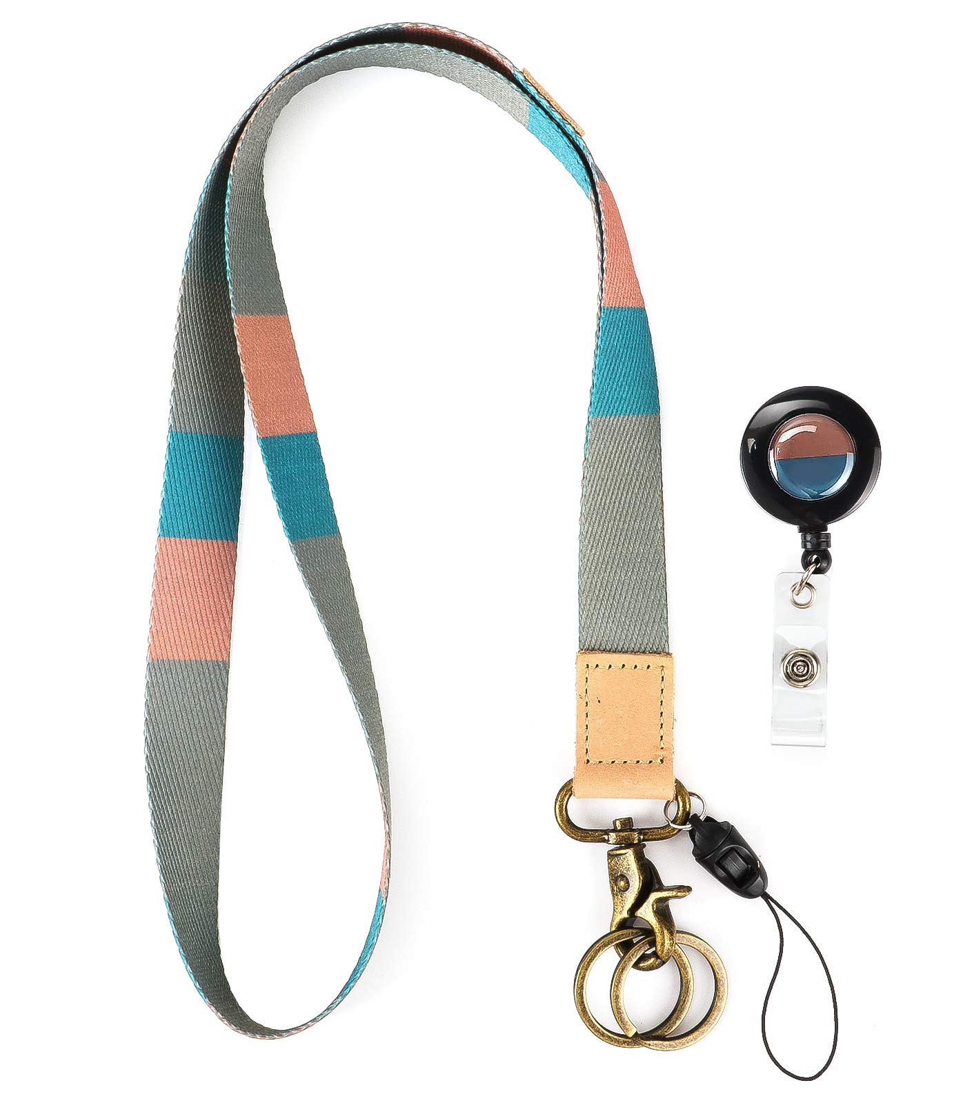 SHINKODA Cool Lanyards for Men Guys Striped Neck Strap Key Chain Holder Key Lanyard & Badge Reel Combo Aesthetic Long Lanyards for Keys and ID Holder