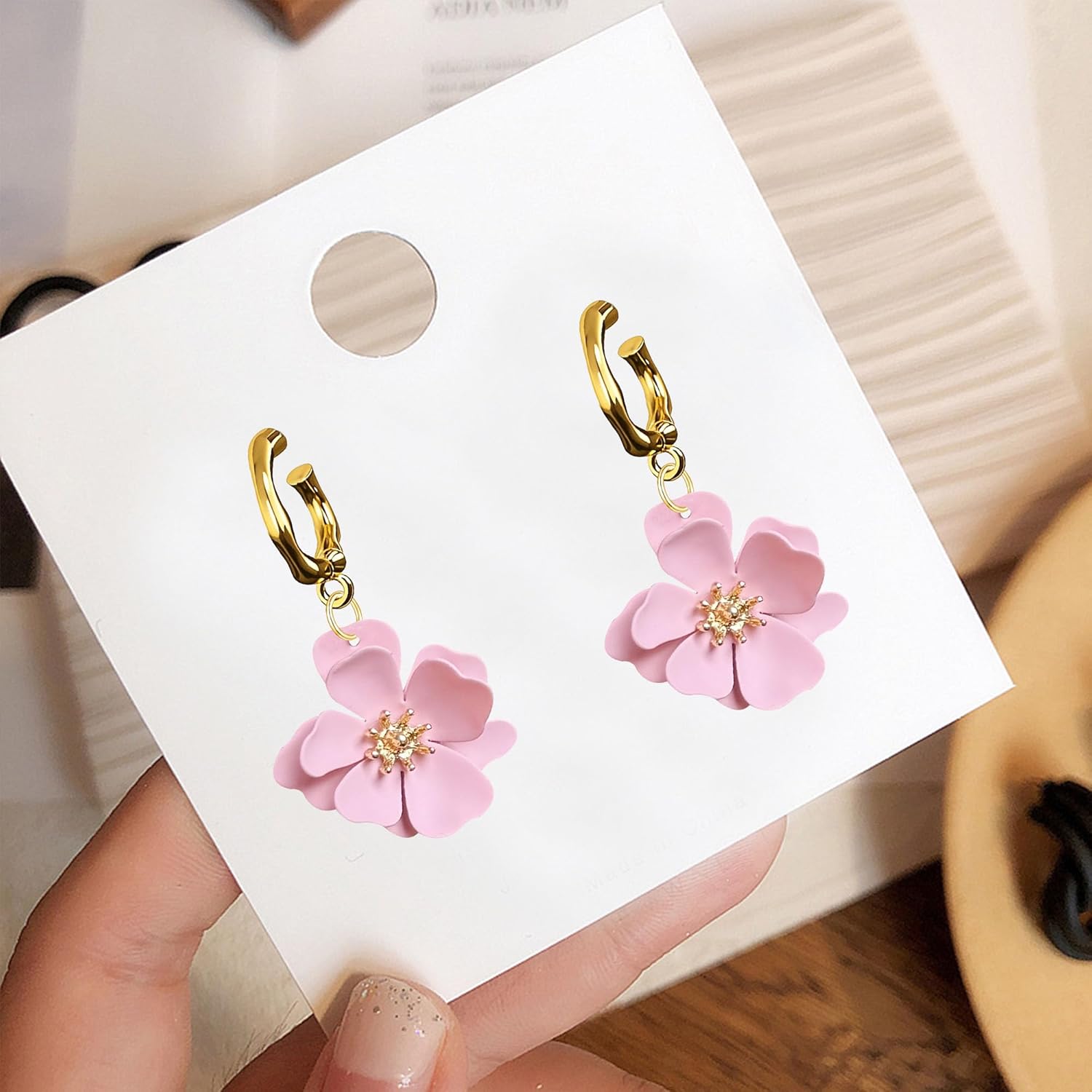 YUNXI Boho Flower Stud Earrings for Women Floral Flower Earrings with Gold Bud Design Minimalist Jewelry - Image 5