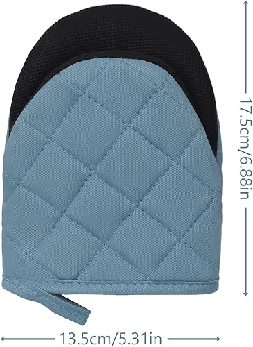 Miniatura 2 de 1 par de manoplas cortas para horno, de silicona resistentes al calor, para cocina, 500 grados, superficies de agarre antideslizantes y guantes de