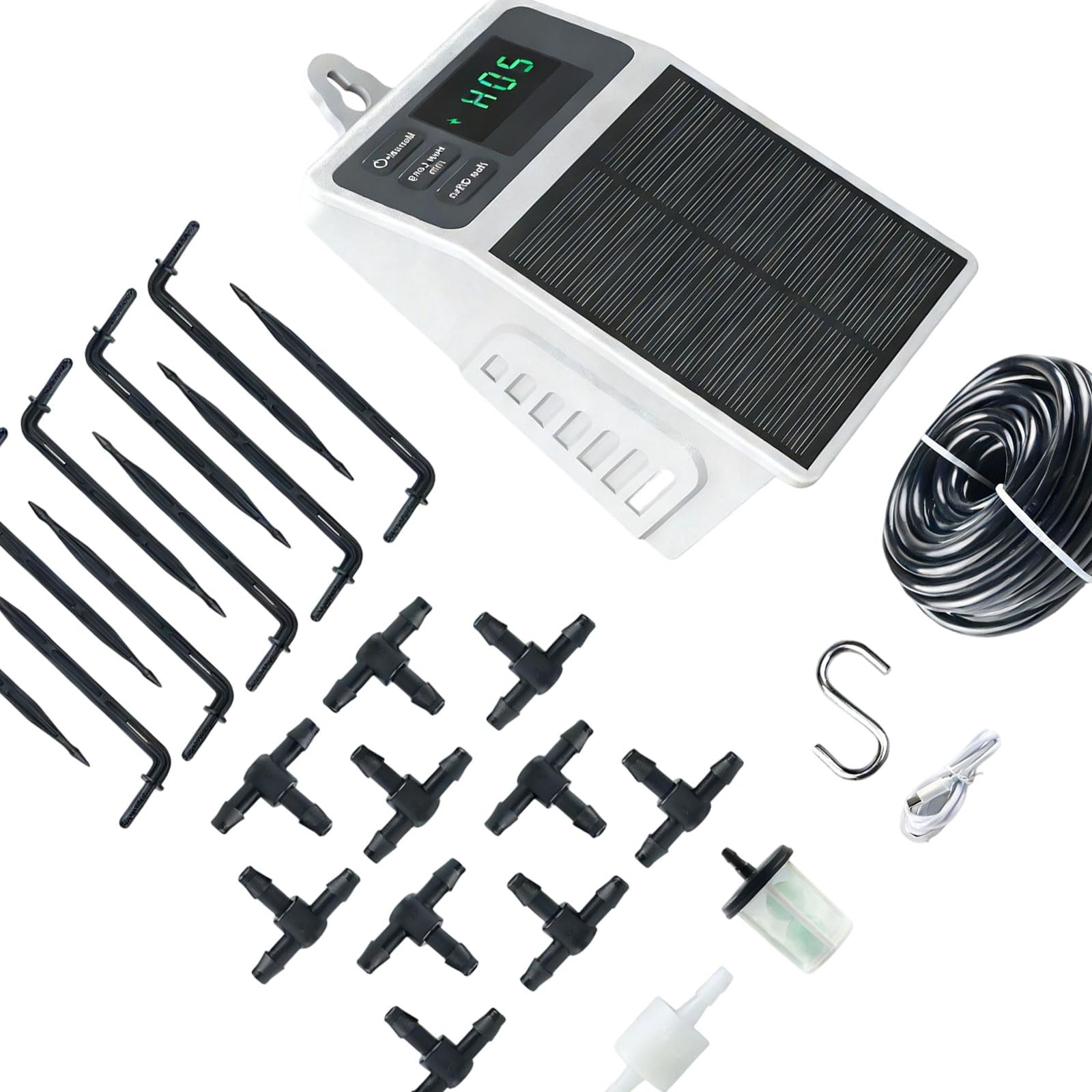 Struttura Automatica per irrigazione da Giardino Orologio modificabile Solare velocità Flusso 630 ml Momento IPX5 Impermeabile Vari cespugli Attrezzatura da Giardino Domestico