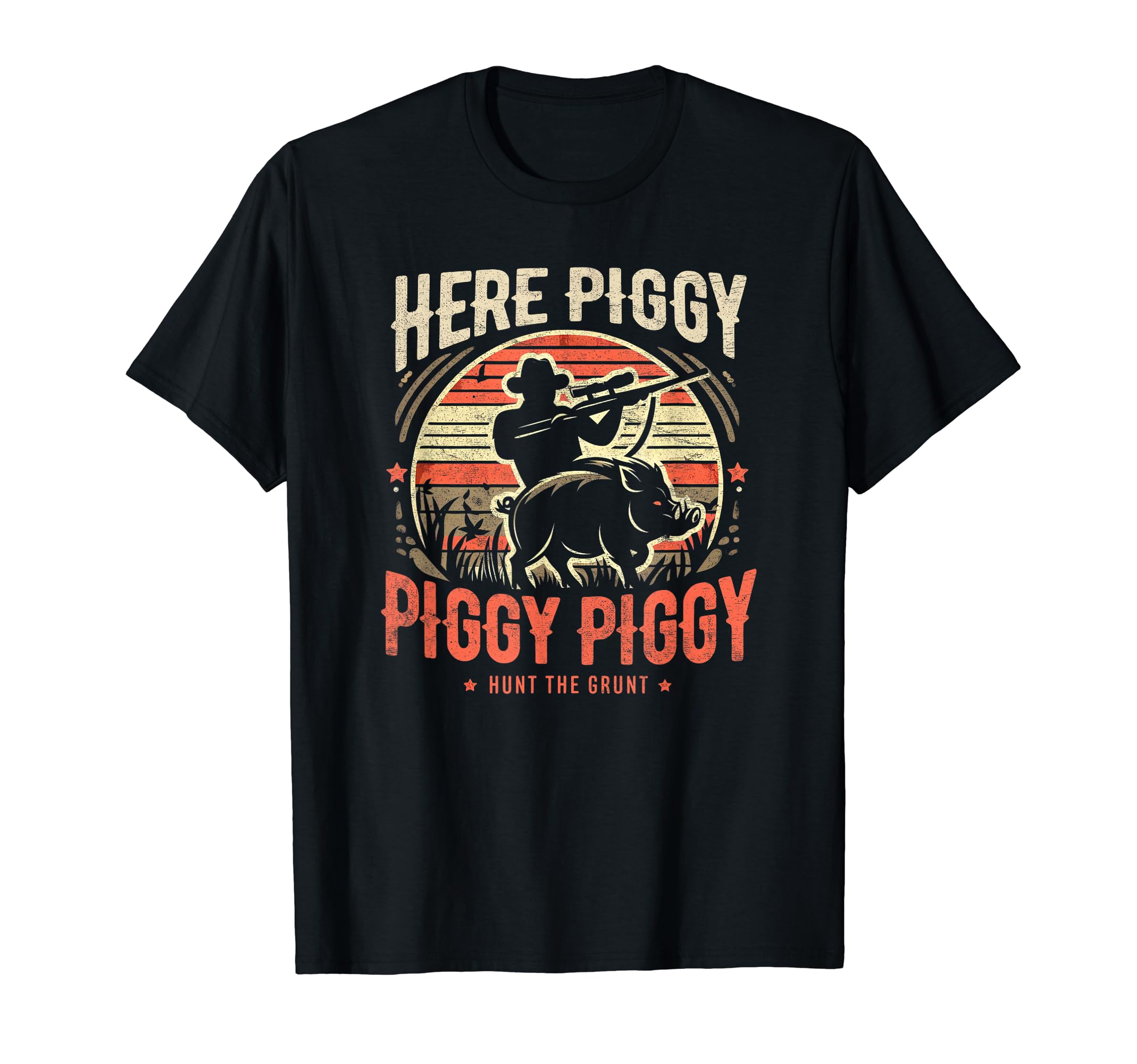 Wild Hog Hunting Mens Here Piggy Vintage Hunters Wild Boar T-Shirt
