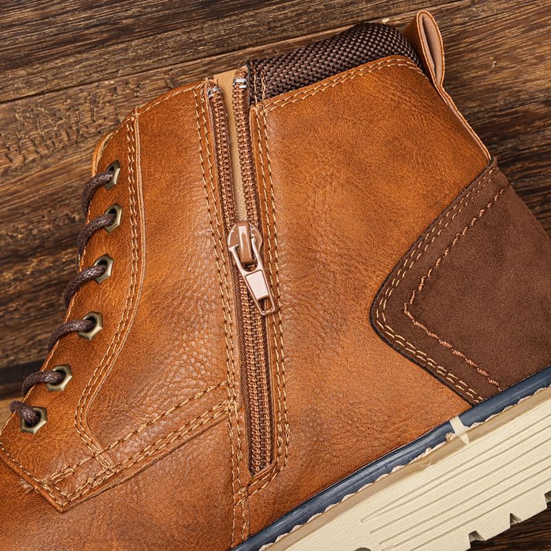 Harssidanzar Men Motorcycle Combat Boots Lace-Up Casual Dress Biker Warm Cold-Weather Boots KM317US - Image 7