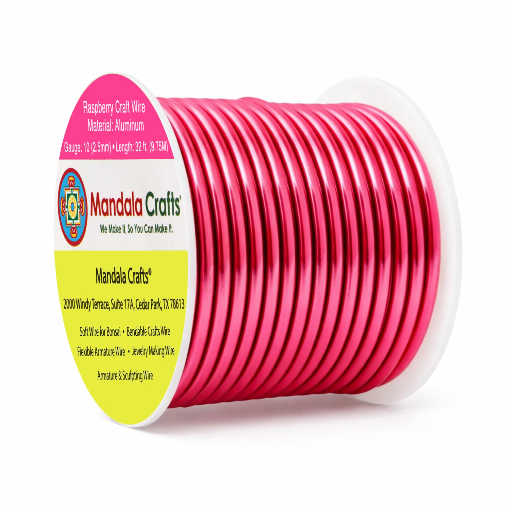 Mandala Crafts 10 Gauge Raspberry Anodized Aluminum Craft Wire, 32 FT