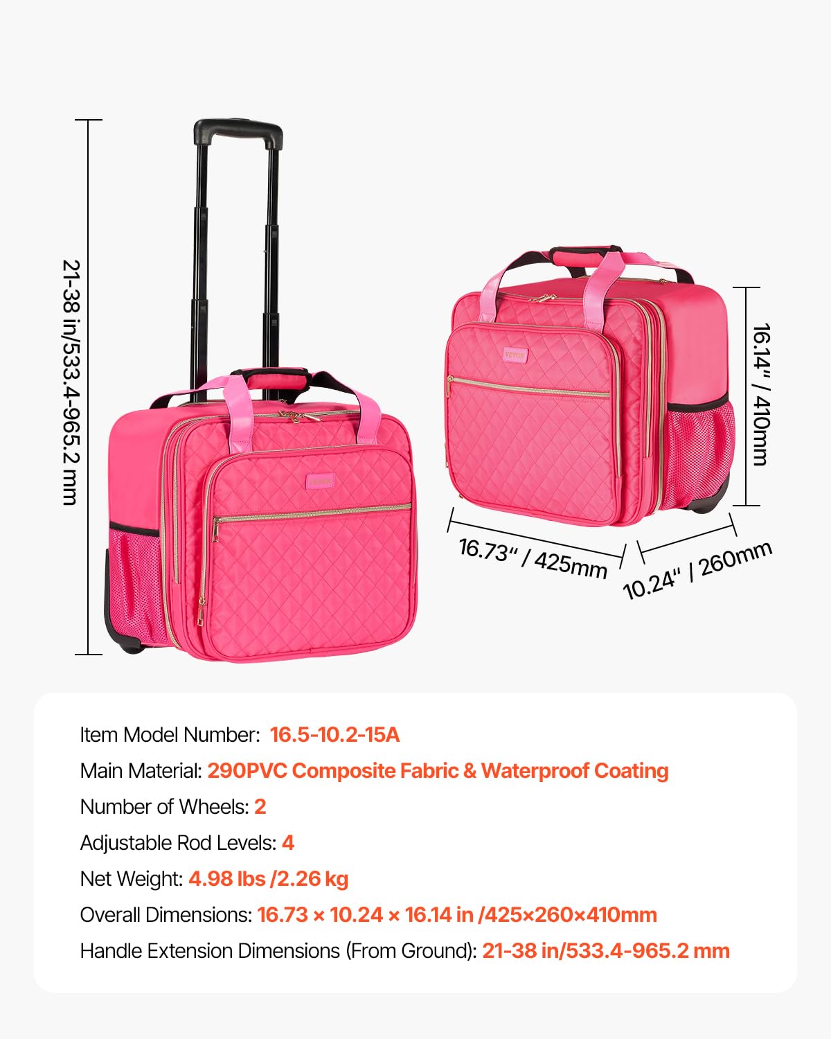 VEVOR Sac à roulettes pour ordinateur portable