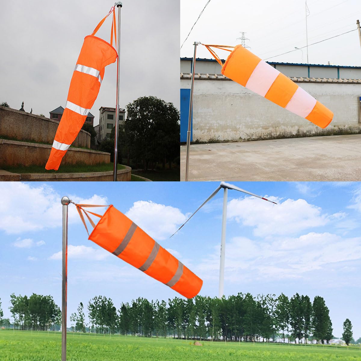 Indicatore di Vento, Manica a Vento per Esterno, Manica a Vento Professionale, Manica a Vento Regolamentare, Sacco a Vento per Esterni, Indicatore di Direzione del Vento in Rosso-Bianco, 80cm