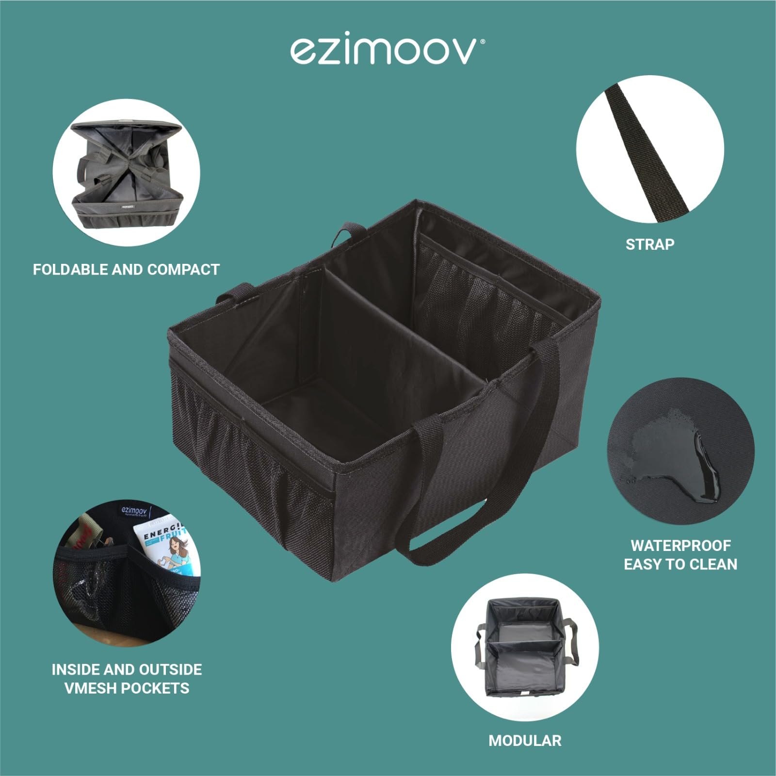 Organisateur de Voiture et Rangement pour Coffre de Voiture pour Enfants avec Compartiments Amovibles - Solution de Rangement Compacte pour les Essentiels de Bébé