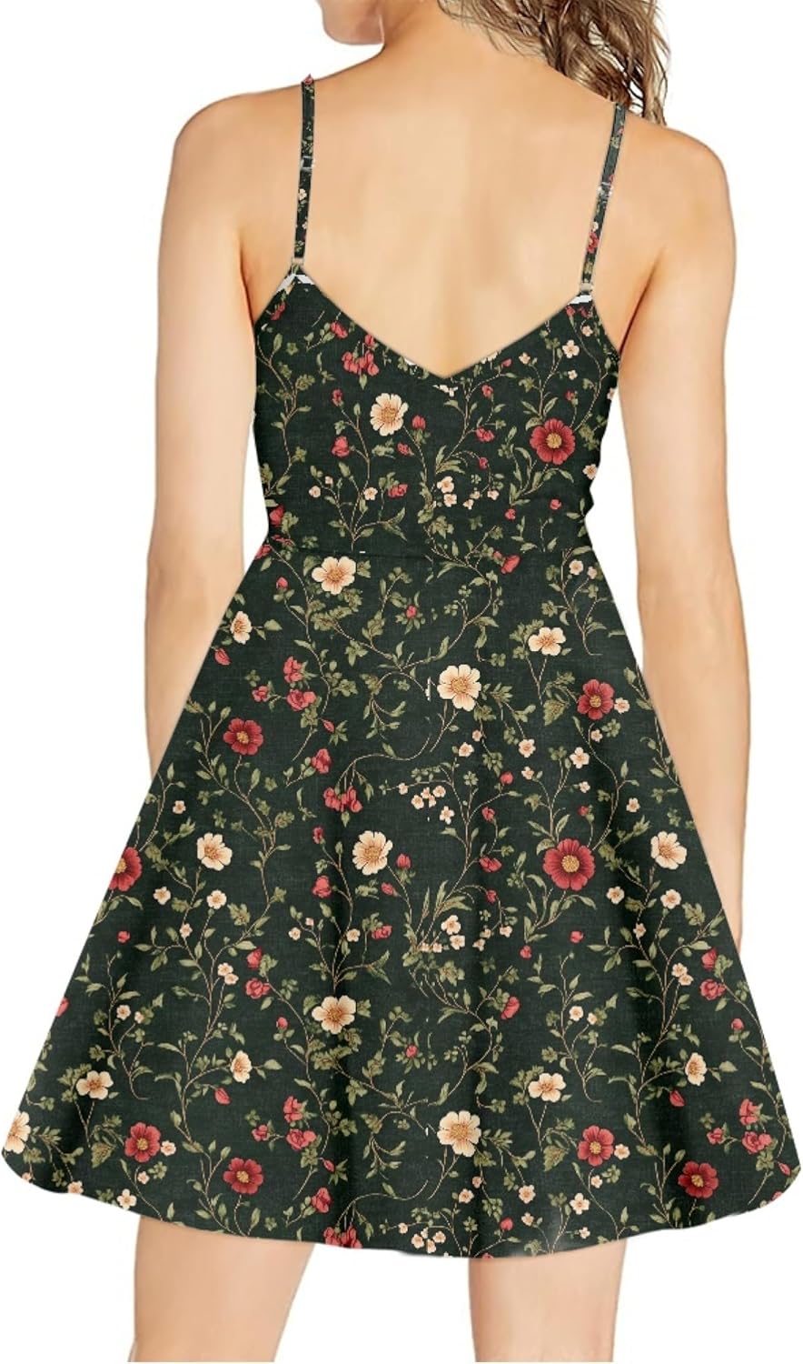 Womens Sundresses Spaghetti Strap Floral A Line Empire Waist Summer Fashion Hawaiian Cute Boho Casual Mini Dress - Image 2