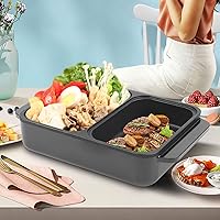 Vista 3 de Olla caliente con parrilla, olla caliente eléctrica antiadherente 2 en 1 para interiores, control de temperatura independiente, parrilla coreana