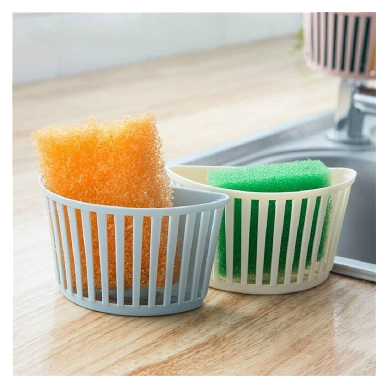 Panier passoire de cuisine – Égouttoir suspendu pour évier, passoire en plastique et nizer de rangement, porte-éponge, fournitures de cuisine, panier de drainage pour un nettoyage facile