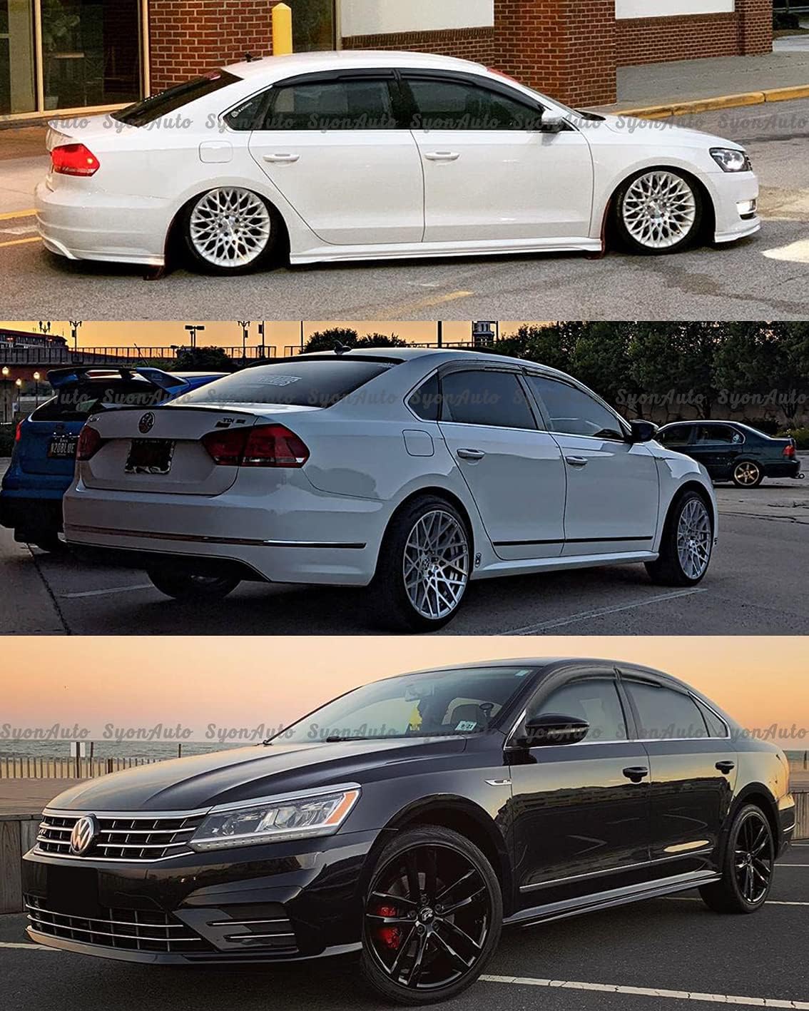 FITS 2012-2019 VW Passat 3D Wavy Mugen Style Window Visor RAIN Guard Deflector