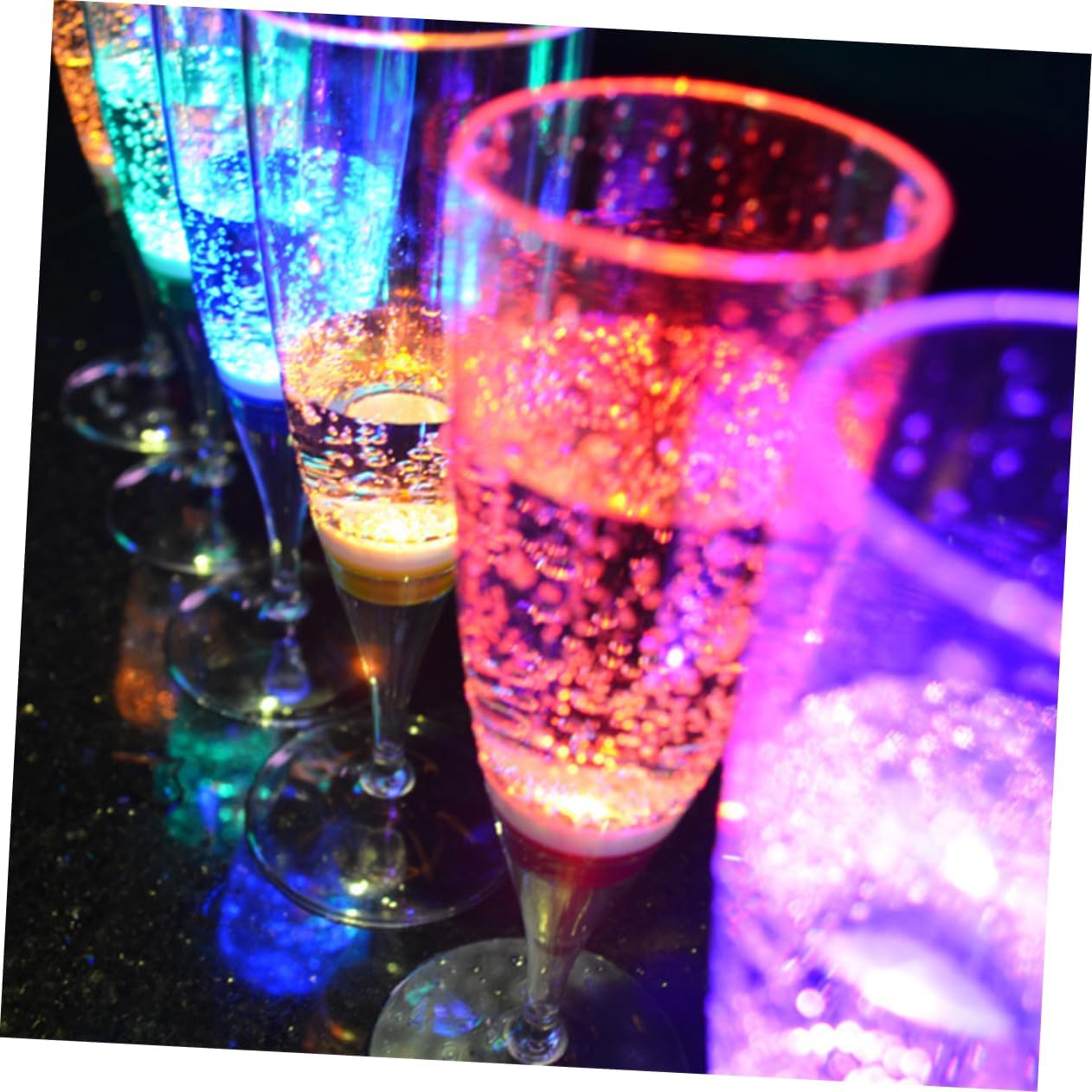 6 Pcs LED Wine Glasses Plastic Liquid Activated Goblet for Festive Parties Multi Color Light Up Cups for Weddings and Celebrations