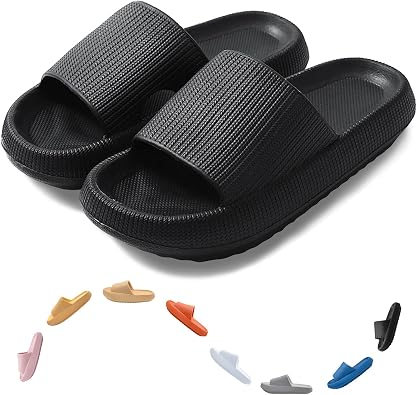 Pillow Slippers for Women Men, Thick Sole Casual Massage Shower Indoor Outdoor, EVA Non Slip Pillow Slides Sandals, Quick Drying Open Toe Spa Bath Pool