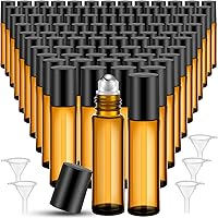 Vista 7 de 96 botellas de rodillo de aceite esencial de 0.3 onzas líquidas, botellas vacías de vidrio con bolas de acero inoxidable, protección a prueba