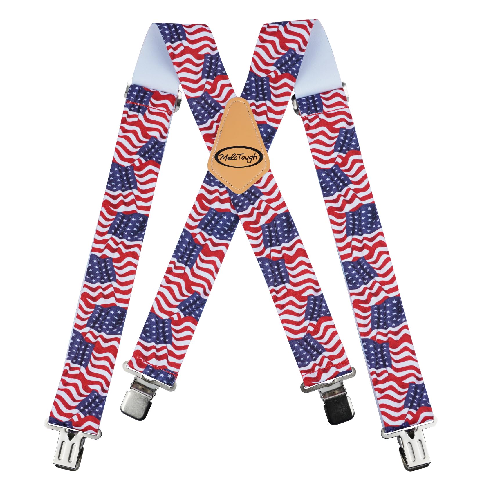MELOTOUGH American Flag Suspenders for Patriotic Big and Tall Work Suspenders W/Heavy Duty Strong Clip