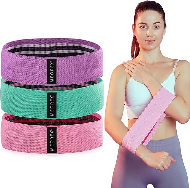 MEOREX Fabric Resistance Bands Women  Exercise Booty bands for Workout Glute, Thighs & Squat - Set of 3 Elastic Resistance Levels - Home Gym pilates Equipment for Fitness Yoga