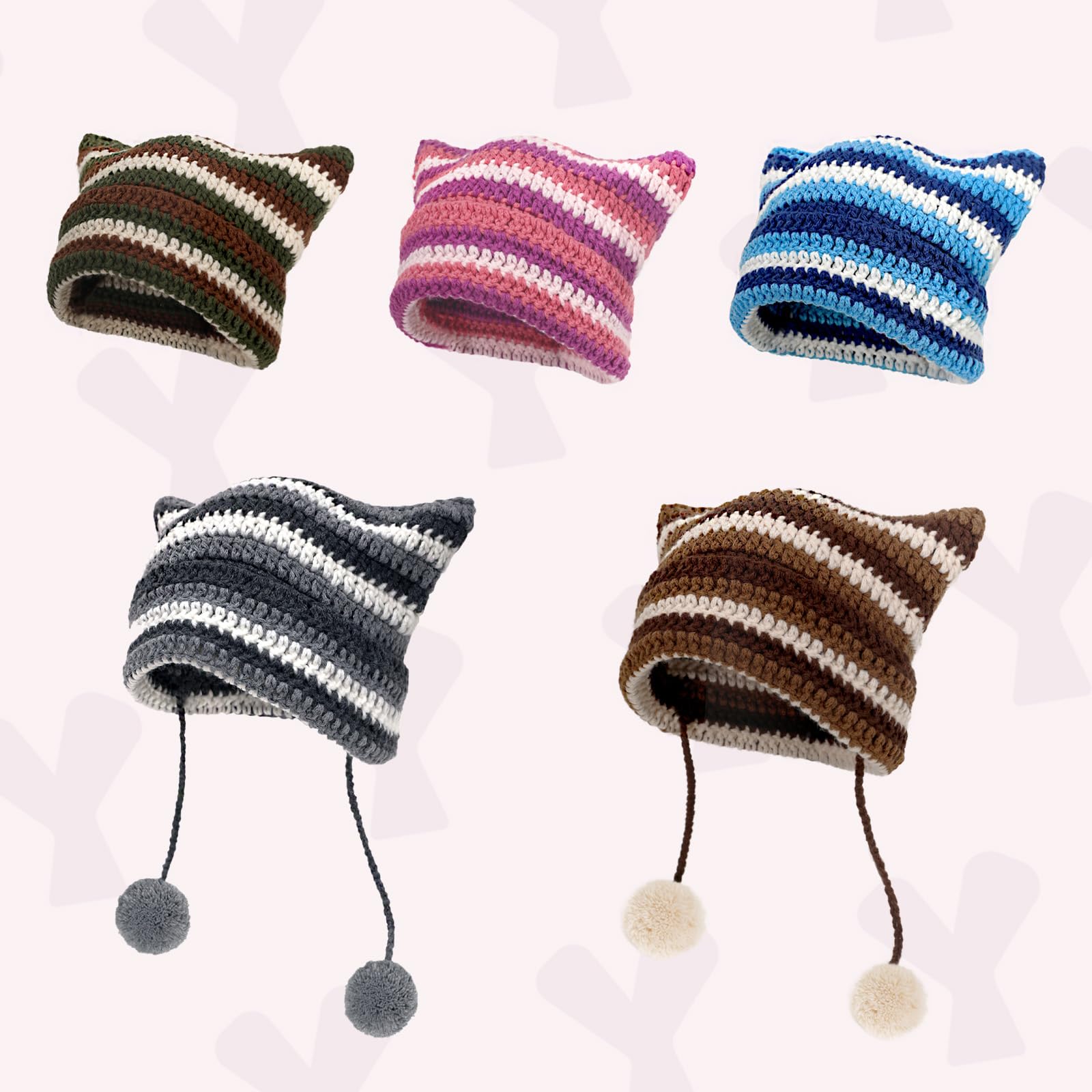 Yeezhee Kit de ganchillo para principiantes, kit de iniciación de gorro de ganchillo con tutoriales en video paso a paso, kit de punto de gorro de gato que incluye hilo, ganchos de ganchillo