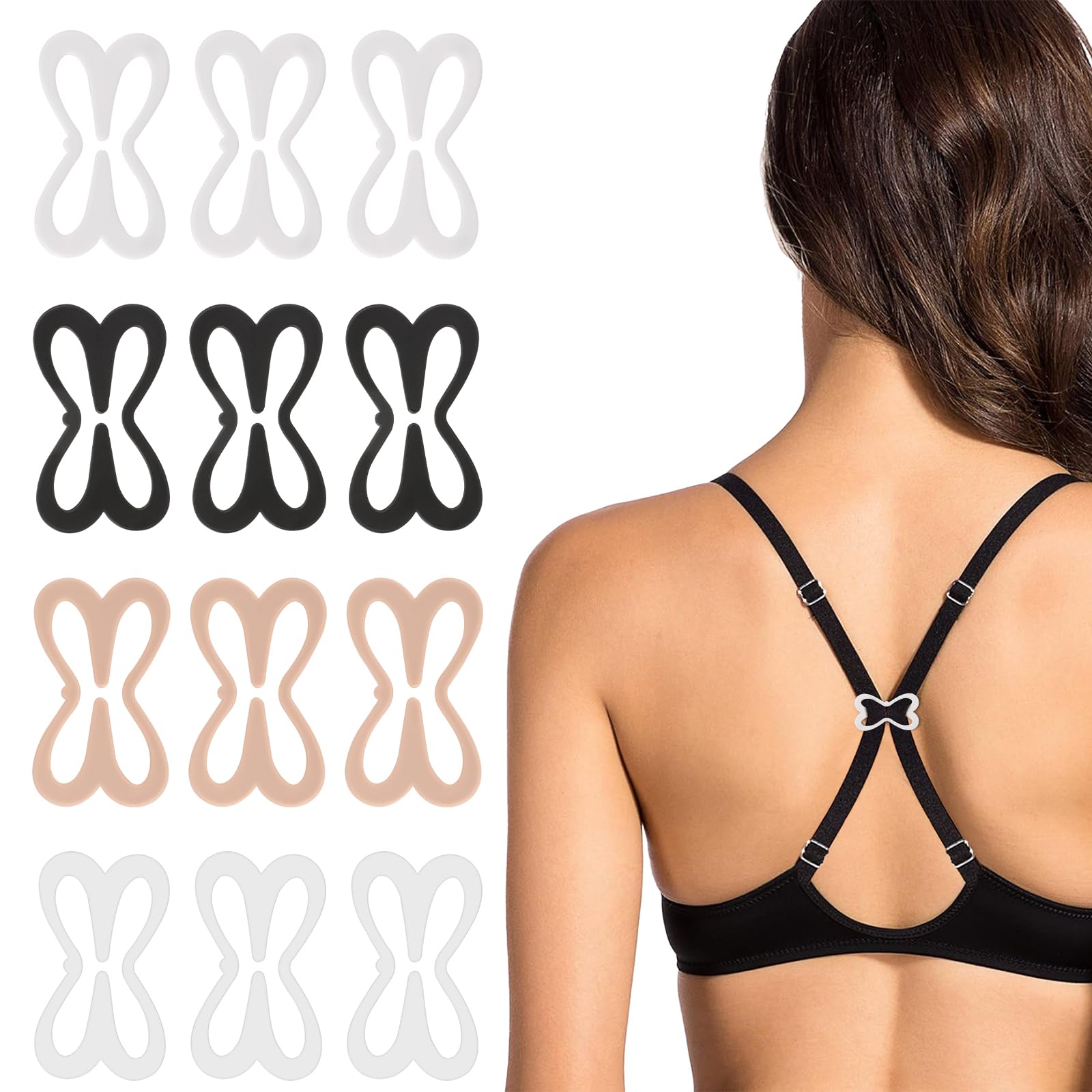 12PCS Bra Strap Holder Clips for Racerback, Bra Strap Clips Anti-Slip Buckles Conceal Strap