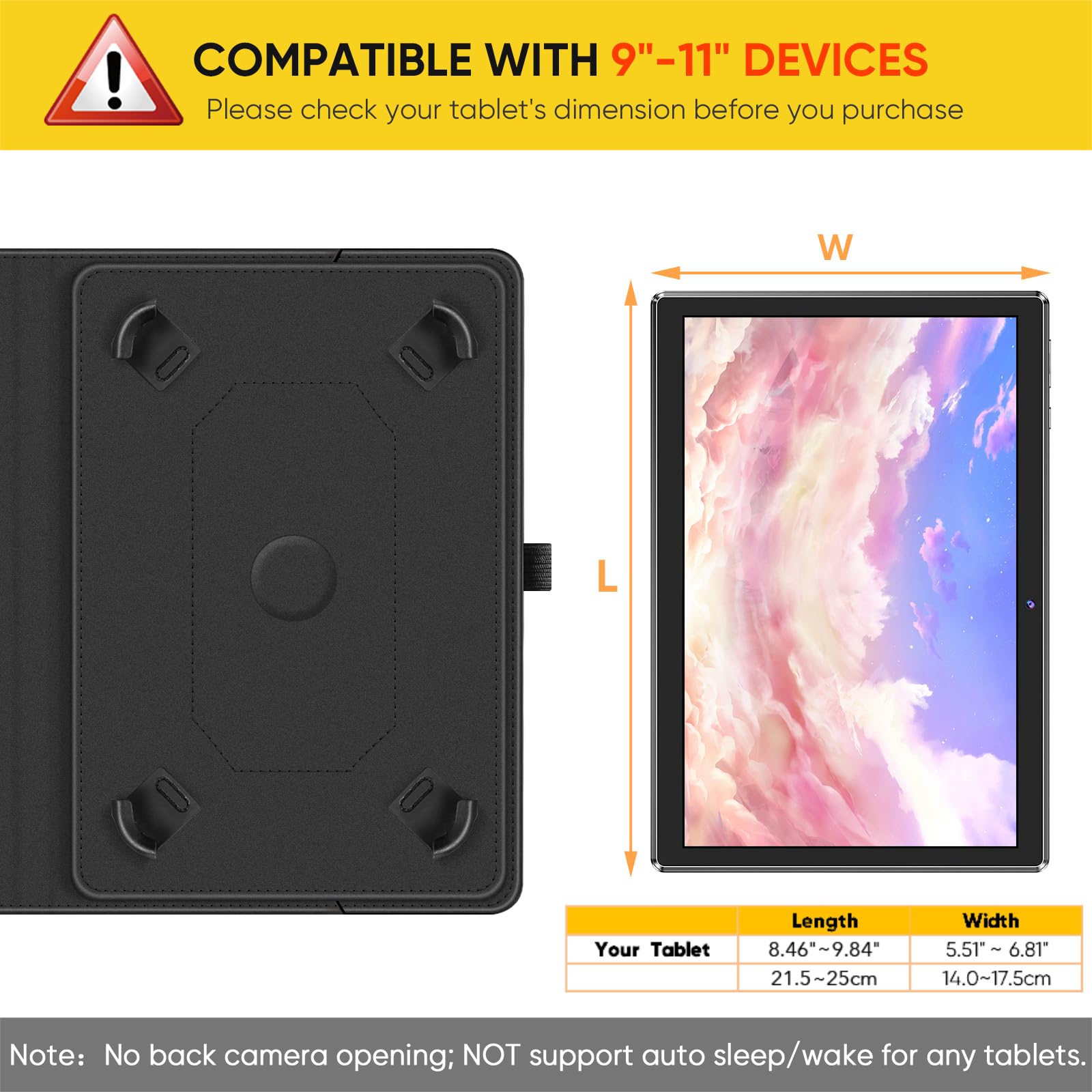 Funda giratoria universal para tableta de 9 a 11 pulgadas, rotación de 360 grados, funda protectora inteligente con bolsillo compatible con tableta de pantalla táctil de 9, 9.7, 10, 10, 10.1 y 3