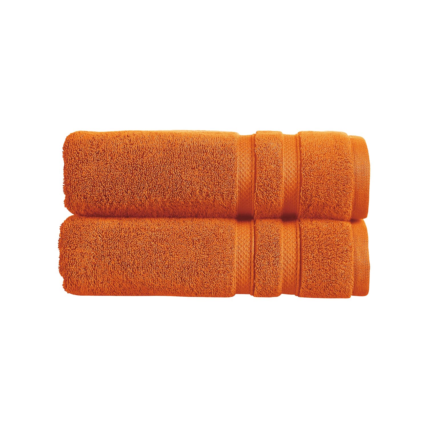 Christy Chroma Bath Sheets | Set of 2 | Highly Absorbent Heavyweight 675GSM | Bold and Bright | Soft Velvety Smooth Bathroom Shower Towels | 100% Cotton | Sustainably Made | Amber Orange — image 1
