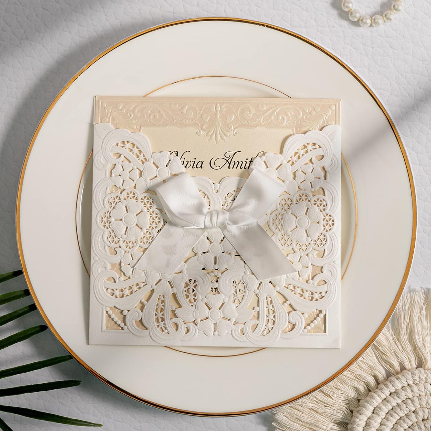 WISHMADE 50Pcs Wedding Invitations with RSVP Cards and