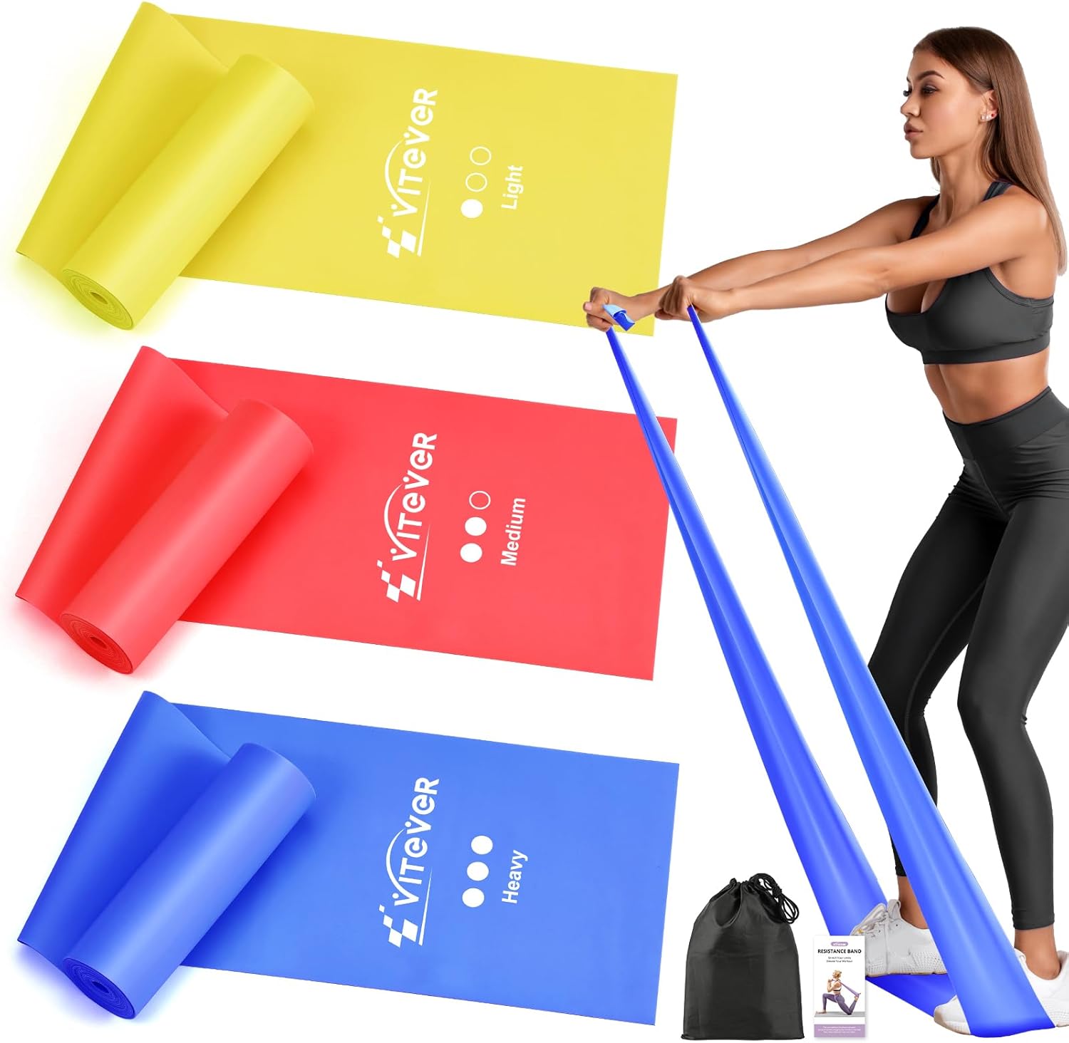 Resistance Bands for Working Out, Exercise Bands, Resistance Band for Physical Therapy, Stretch Bands for Pilates, Rehab, Stretch, Strength Training and Yoga Starter Set