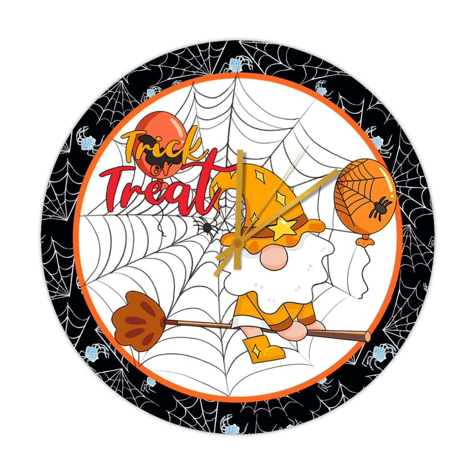 Horloge ronde en bois Halloween : déco rétro chic 38cm