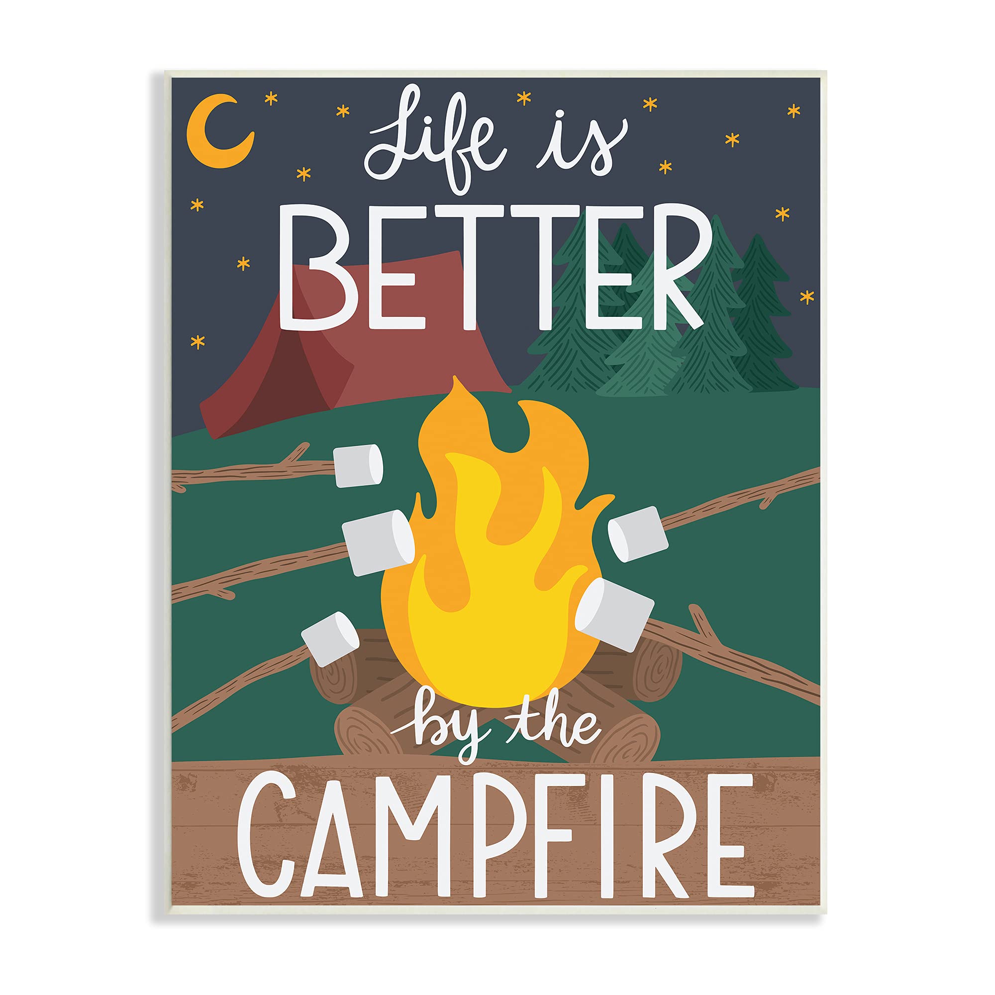 Stupell Industries Life's Better by Campfire Phrase Outdoor Summer Adventure, Designed by Taylor Shannon Designeds Wall Plaque, 13 x 19, Multi-Color