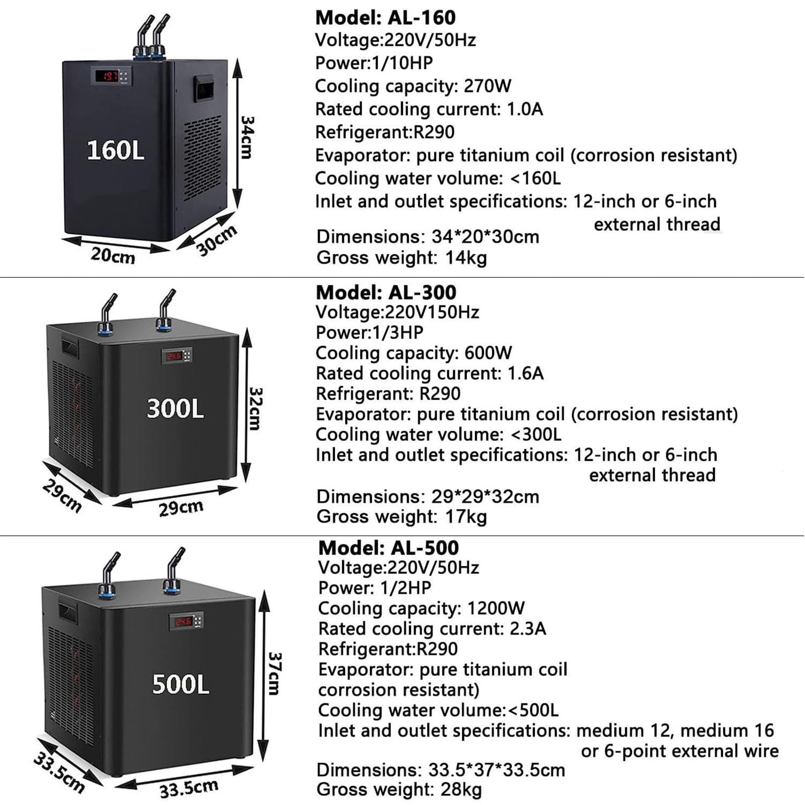 Aquarium Chiller, Elektronisches Kühlsystem für Aquarien, effiziente Kühlung mit leisem Kompressor, ideal für Hydrokultur und Wasserumgebungen