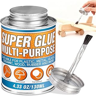 Super Glue with Brush (130ml) - All Purpose Strong Clear Adhesive, Waterproof Superglue Multi-Purpose Glue Gel for Wood, Ceramic, Glass, Leather, Plastic, Rubber, DIY Crafts & Industrial Repairs